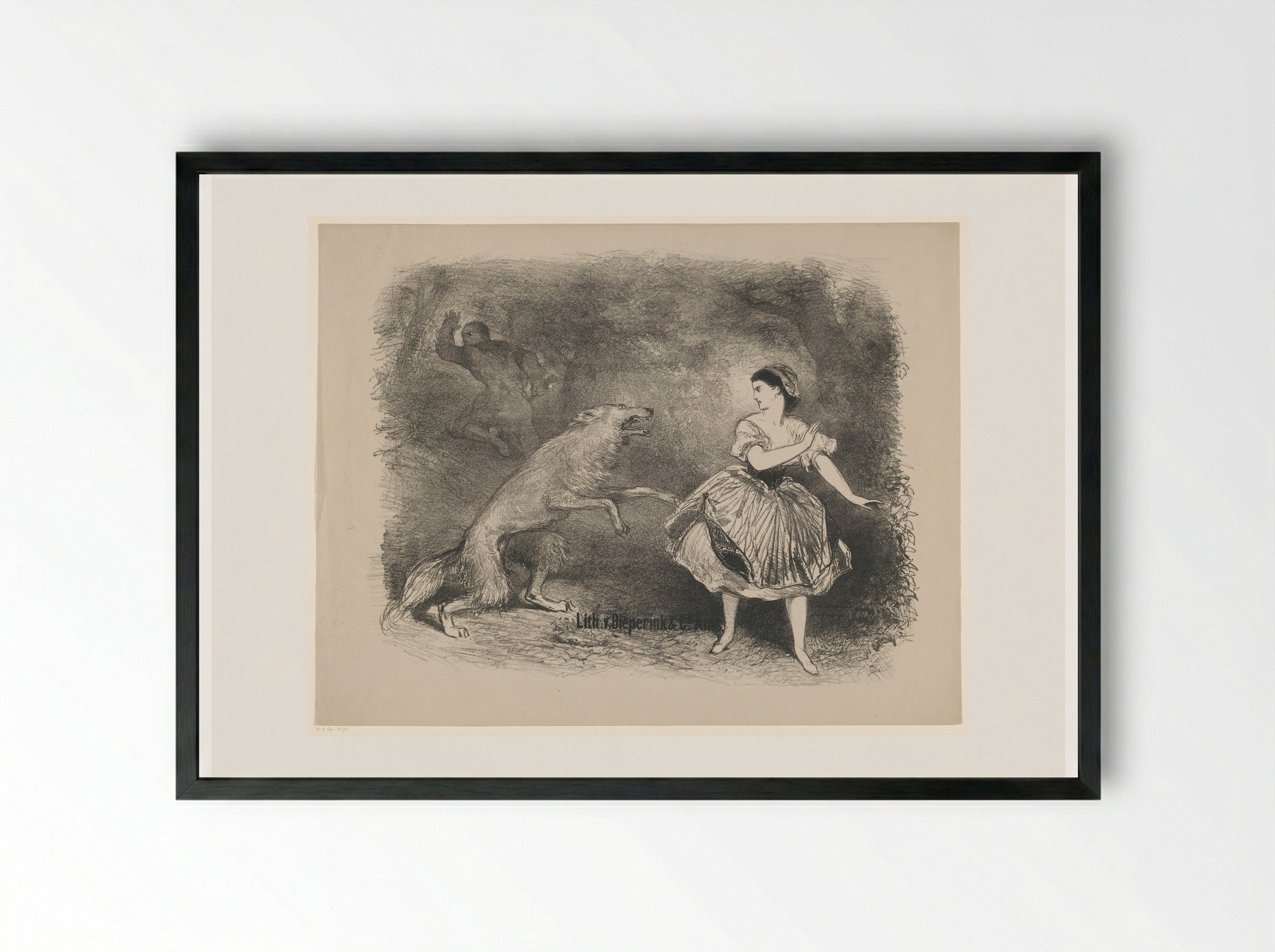 Scène uit ballet Roodkapje en de wolf - Charles Rochussen - Framed Print Black