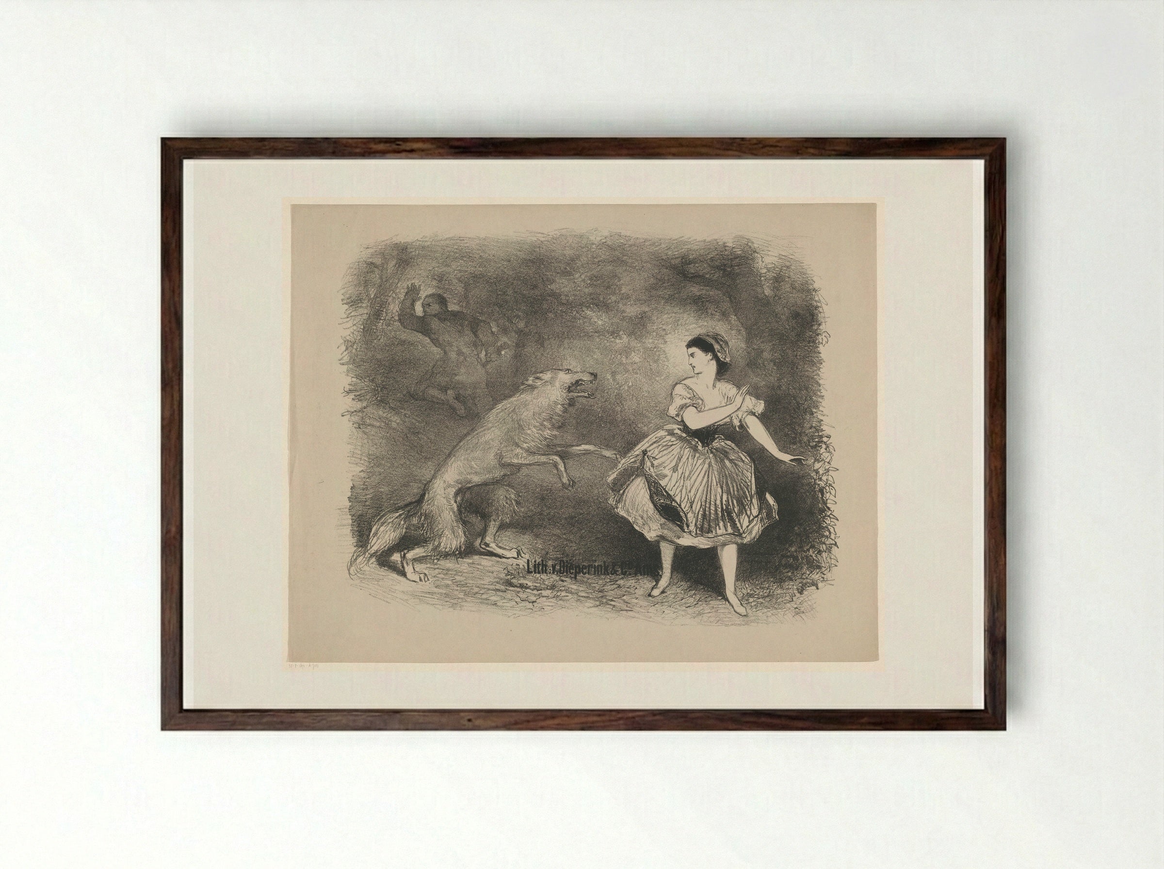 Scène uit ballet Roodkapje en de wolf - Charles Rochussen - Framed Print Dark Wood
