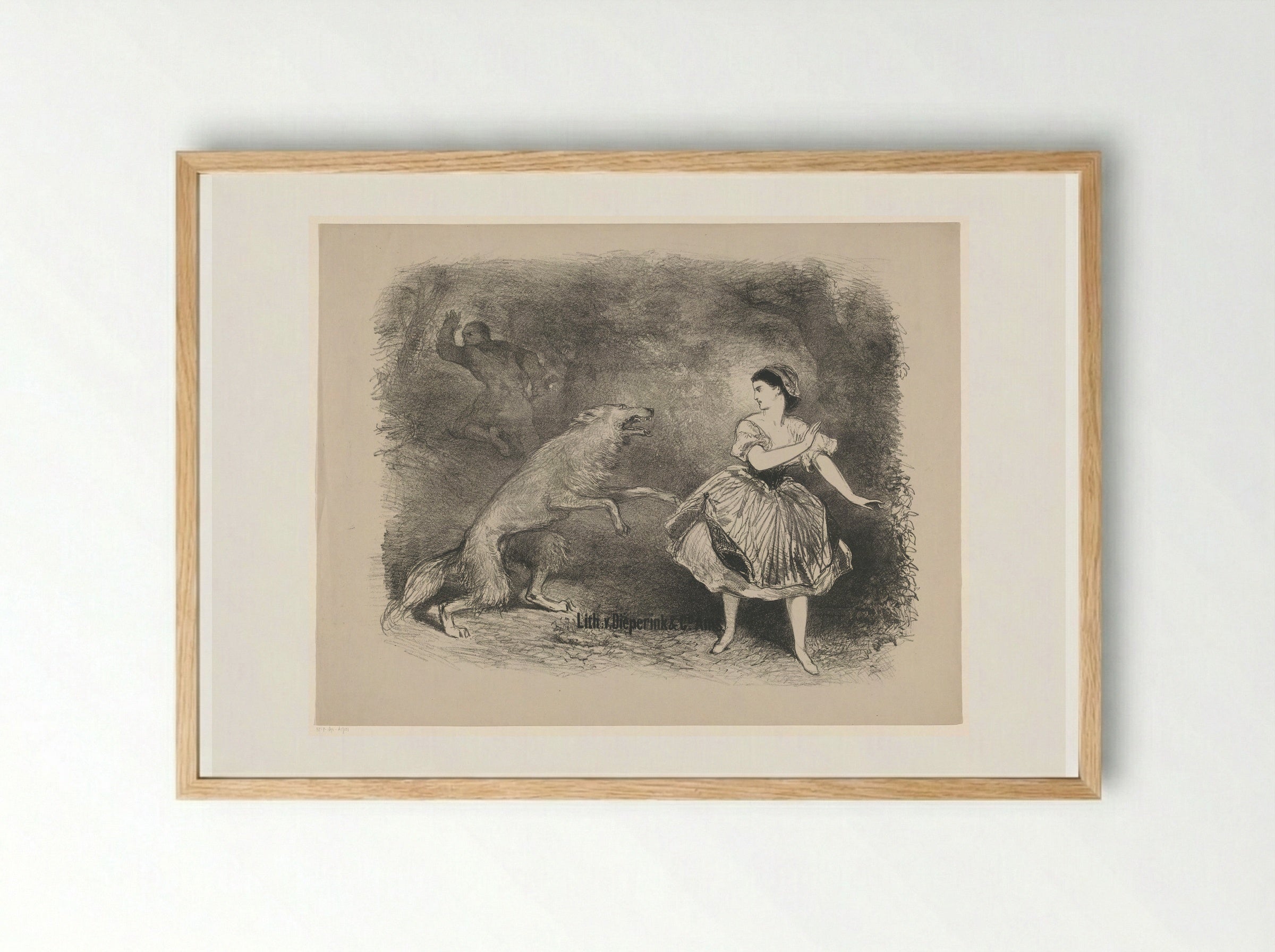 Scène uit ballet Roodkapje en de wolf - Charles Rochussen - Framed Print Wood