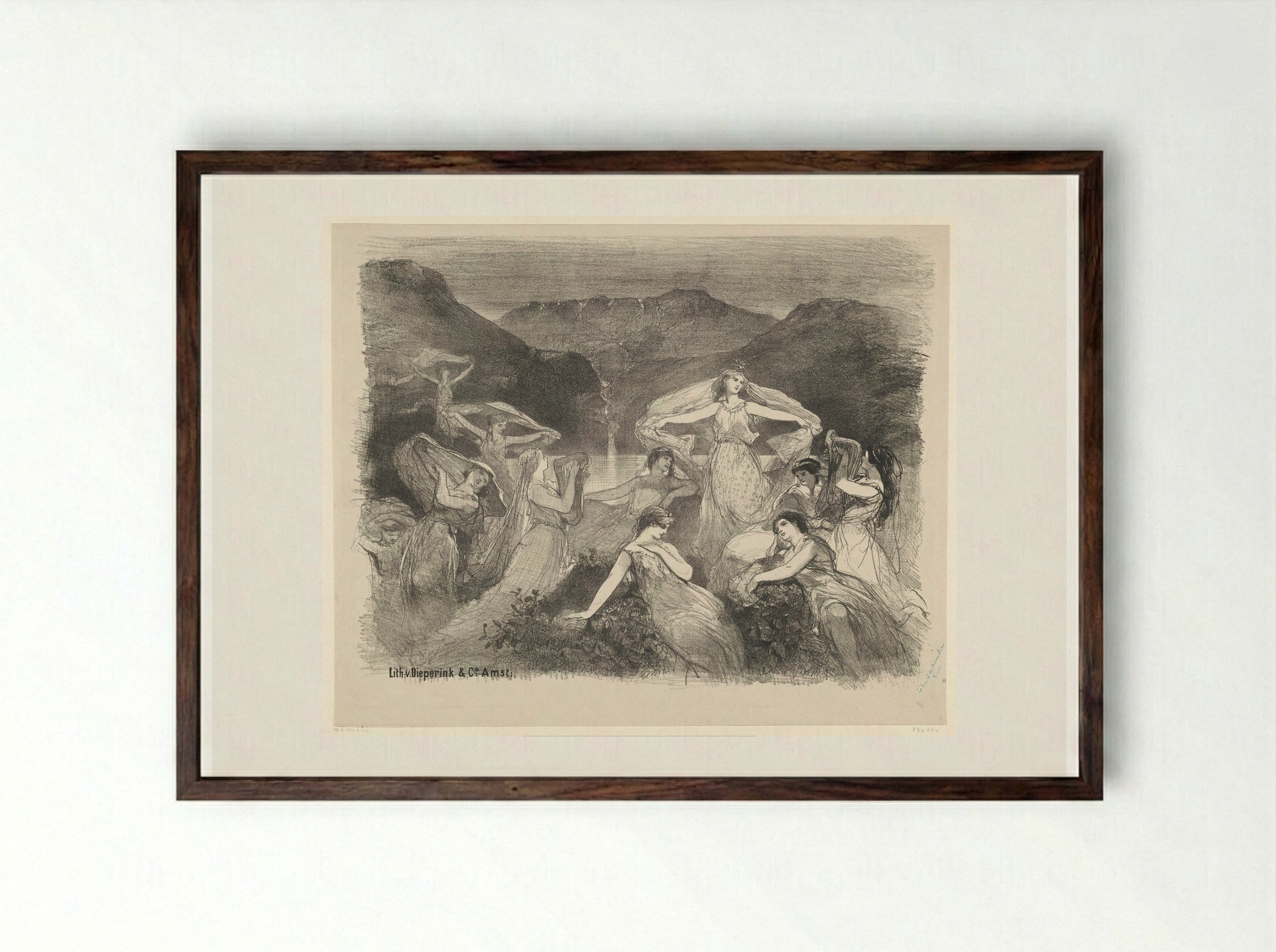Scène uit ballet Zélie of de toversluier - Charles Rochussen - Framed Print Dark Wood