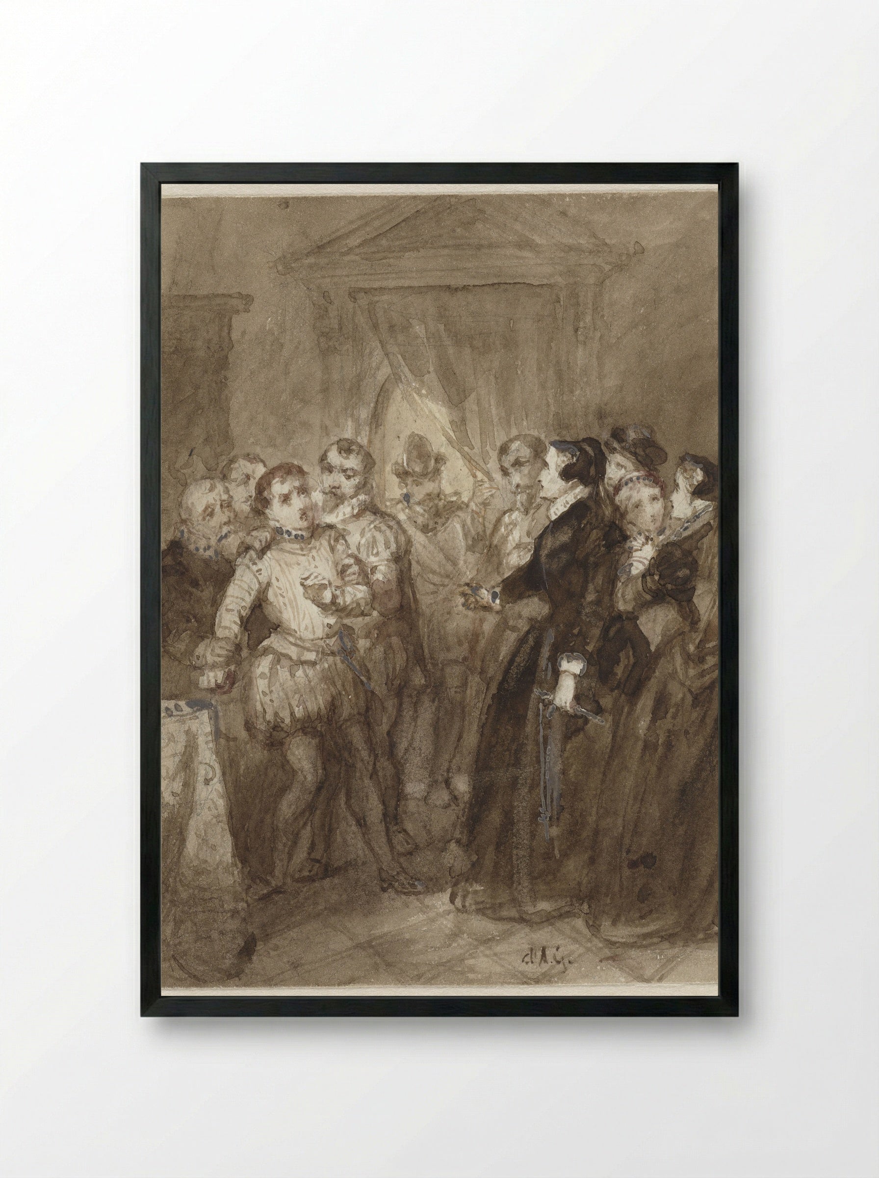 Scène uit de Tachtigjarige Oorlog - Johannes Christiaan d' Arnaud Gerkens - Framed Print Black