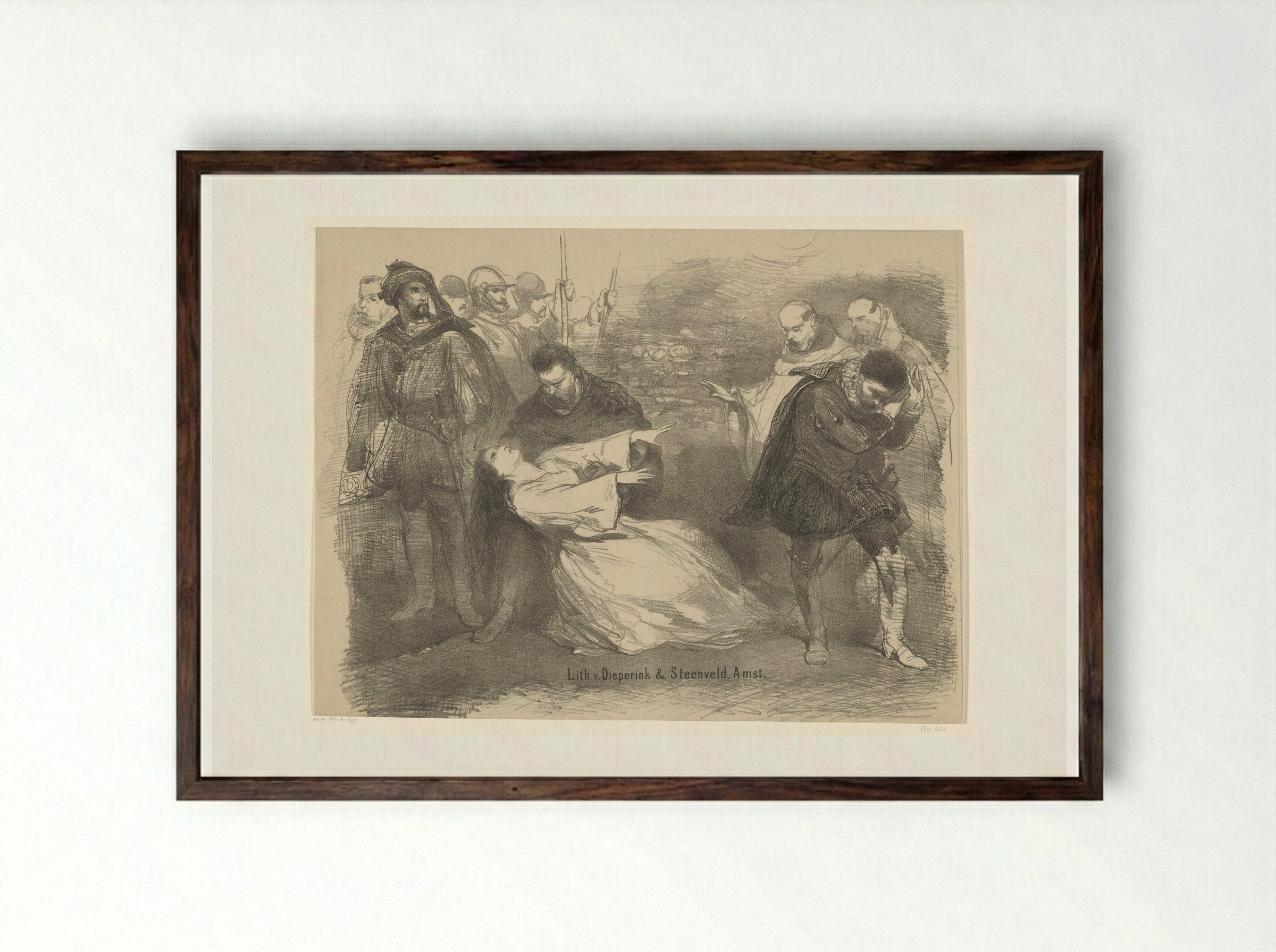 Scène uit het toneelstuk Fatma - Charles Rochussen - Framed Print Dark Wood