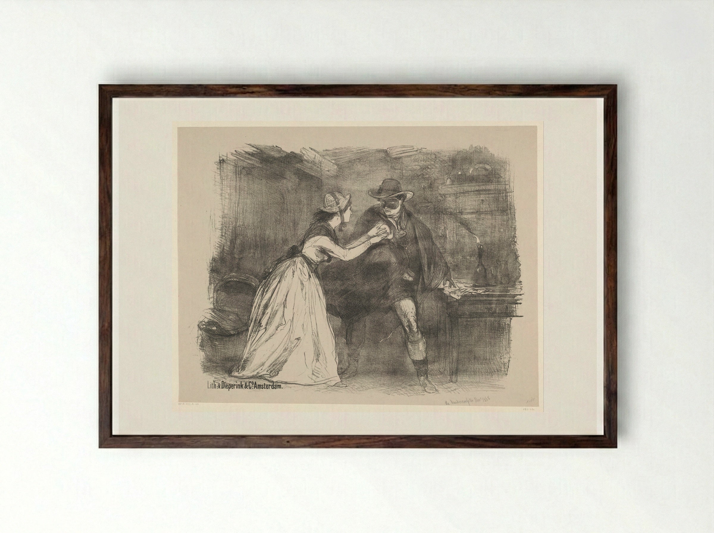 Scène uit toneeldrama De kinderroofster - Charles Rochussen - Framed Print Dark Wood