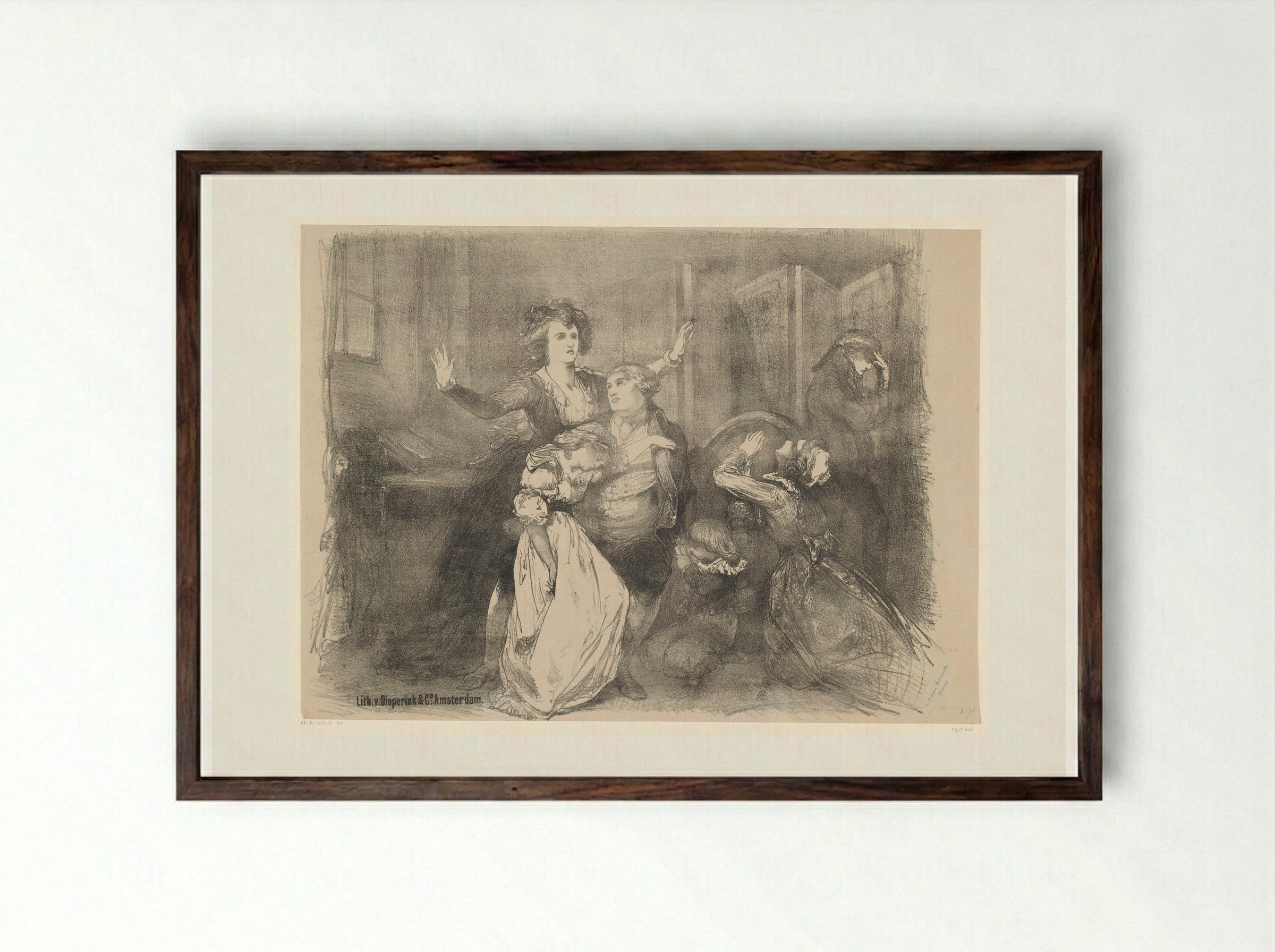 Scène uit toneeldrama Marie Antoinette - Charles Rochussen - Framed Print Dark Wood