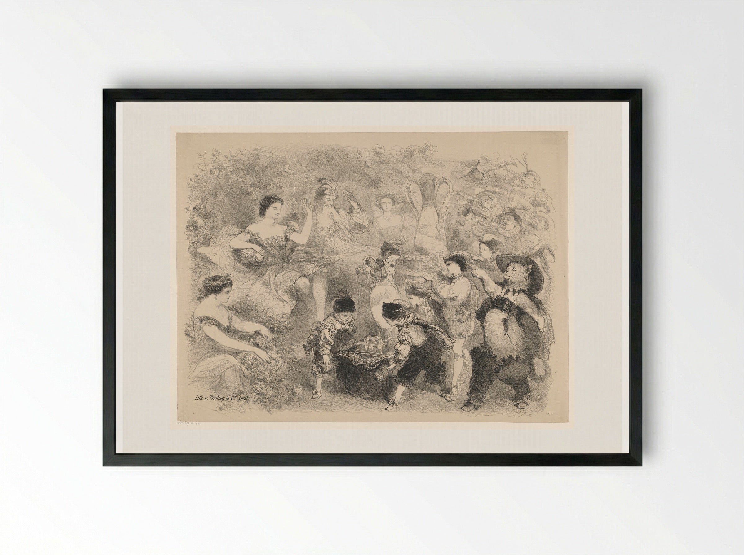 Scène uit toneelstuk De gelaarsde kat - Charles Rochussen - Framed Print Black
