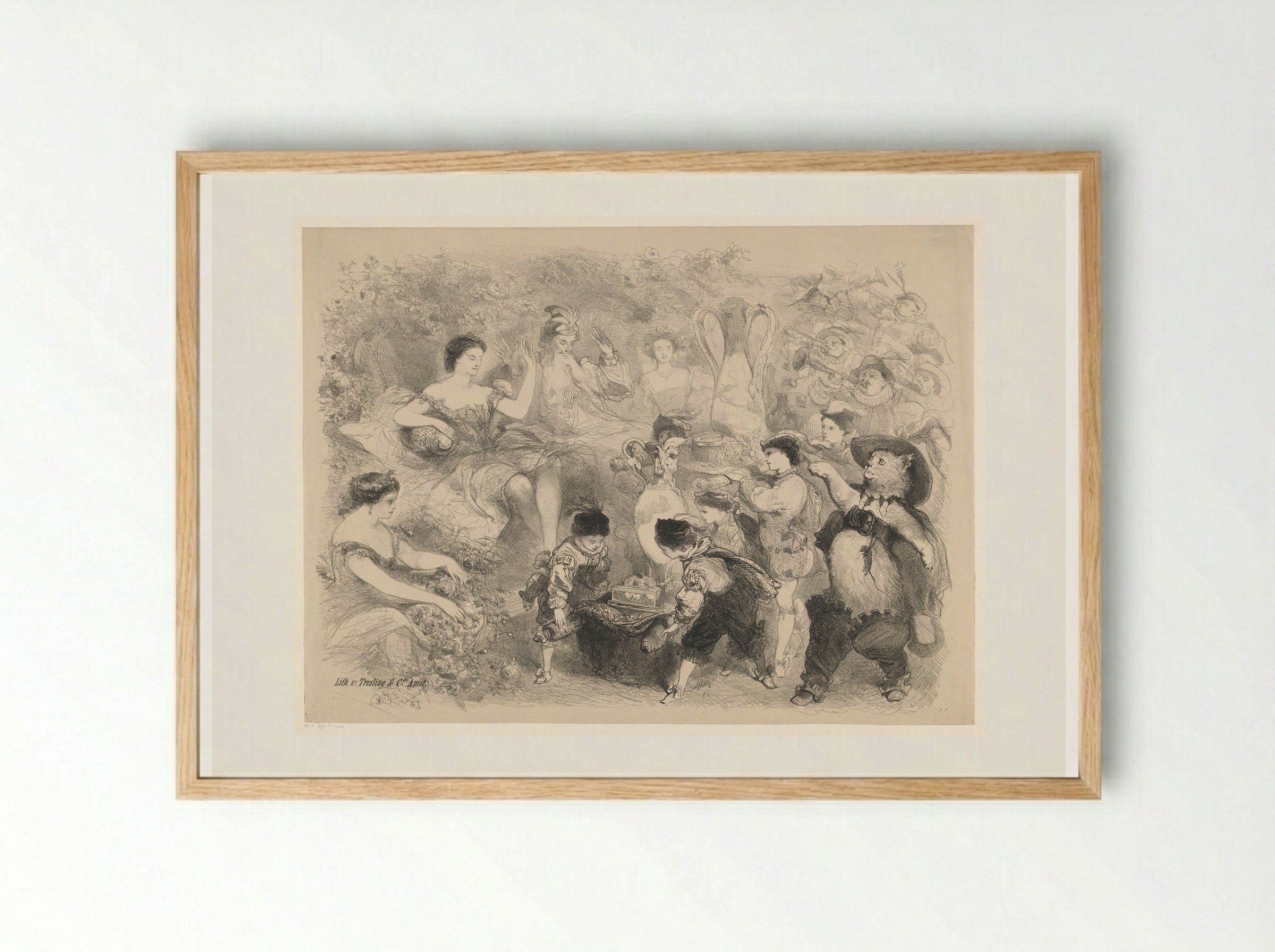 Scène uit toneelstuk De gelaarsde kat - Charles Rochussen - Framed Print Wood