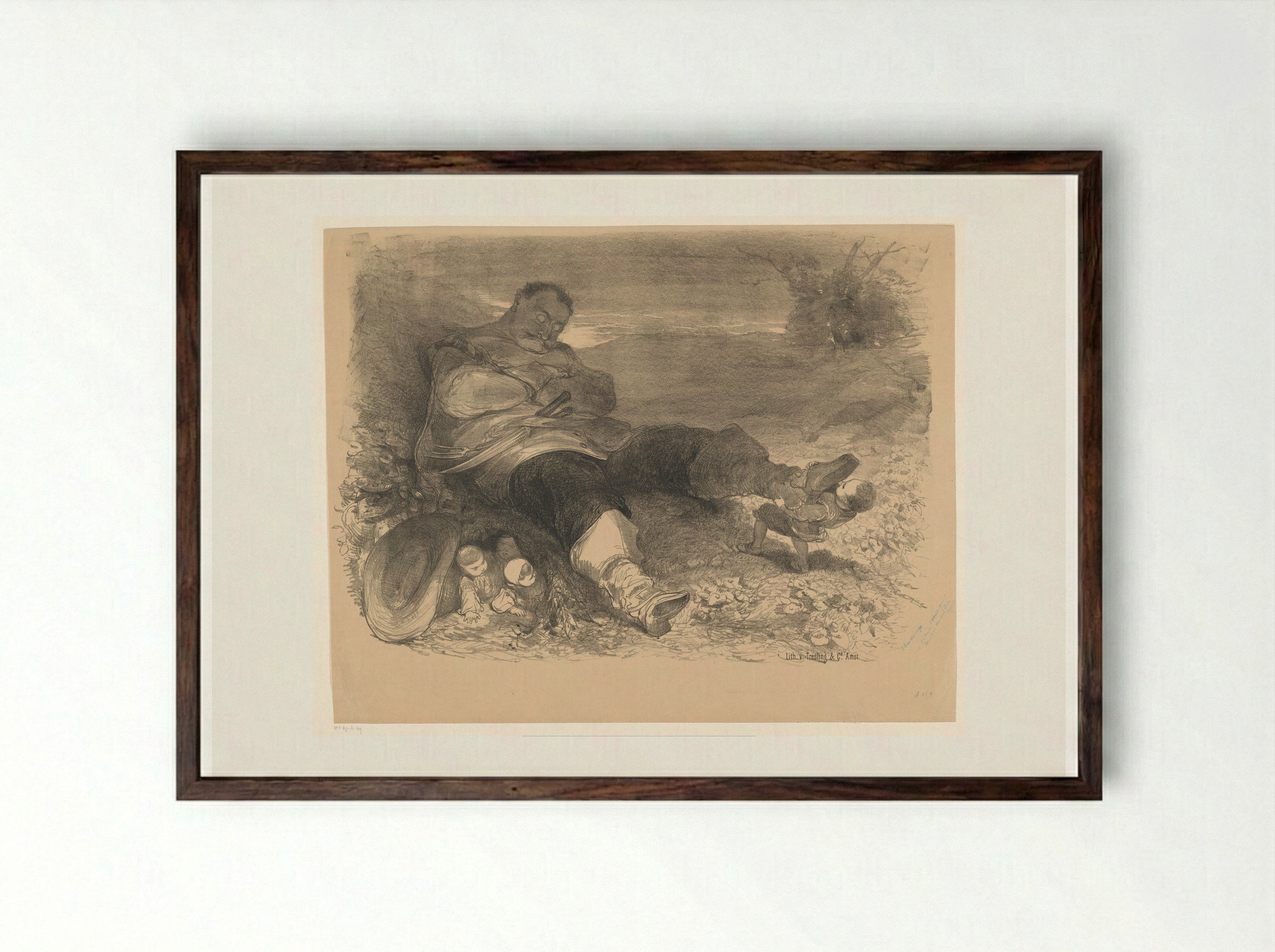 Scène uit toneelstuk Klein Duimpje - Charles Rochussen - Framed Print Dark Wood