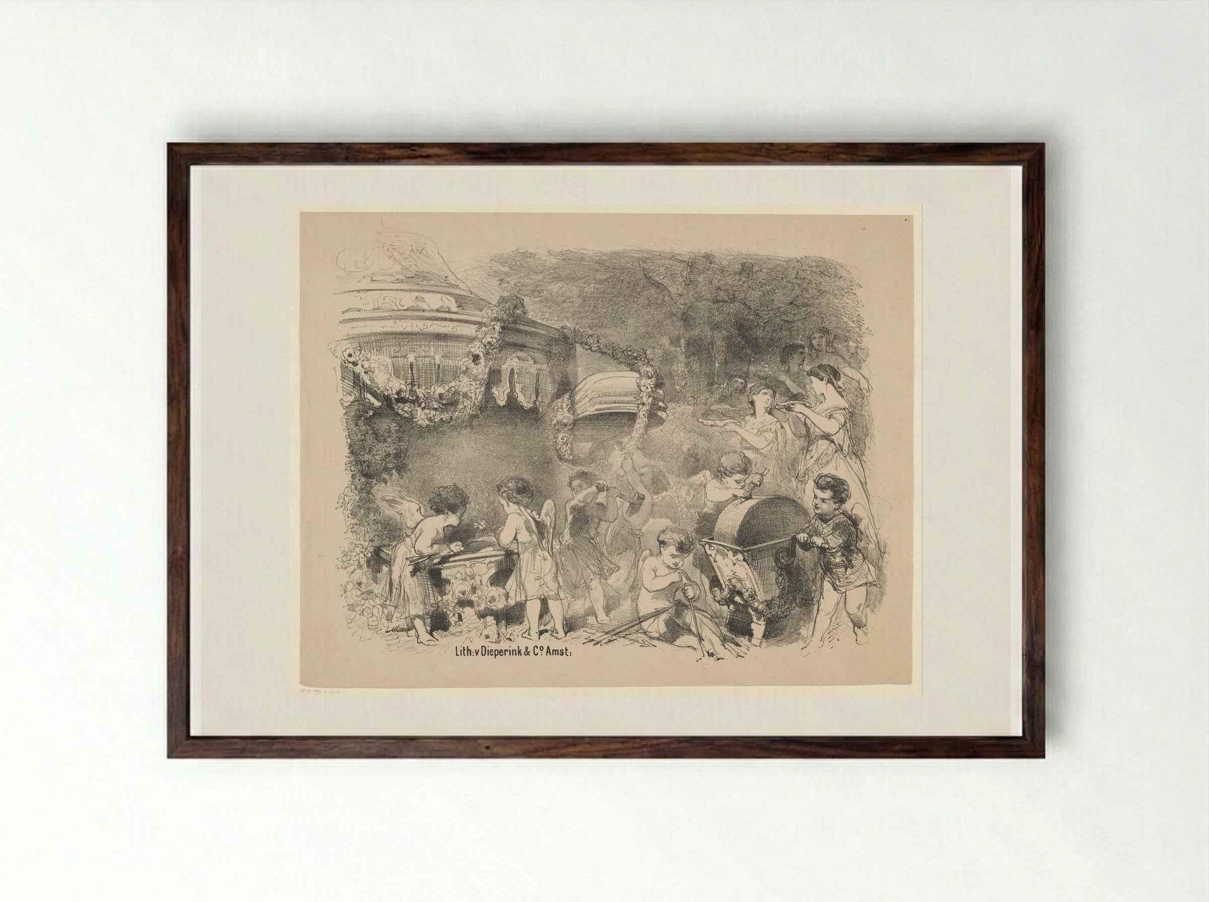 Scène uit toneelstuk Prinses zonder hart - Charles Rochussen - Framed Print Dark Wood