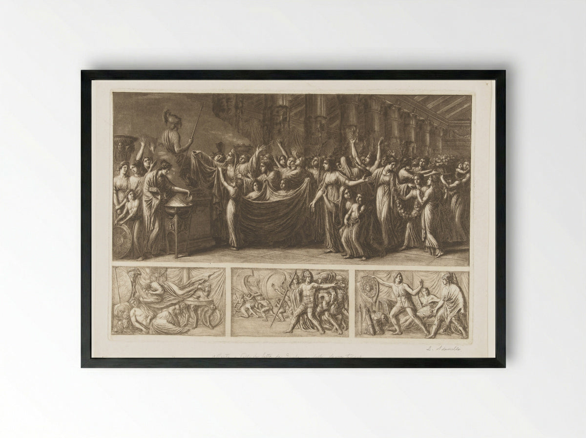 Scènes uit de Trojaanse oorlog - Luigi Ademollo - Framed Print Black