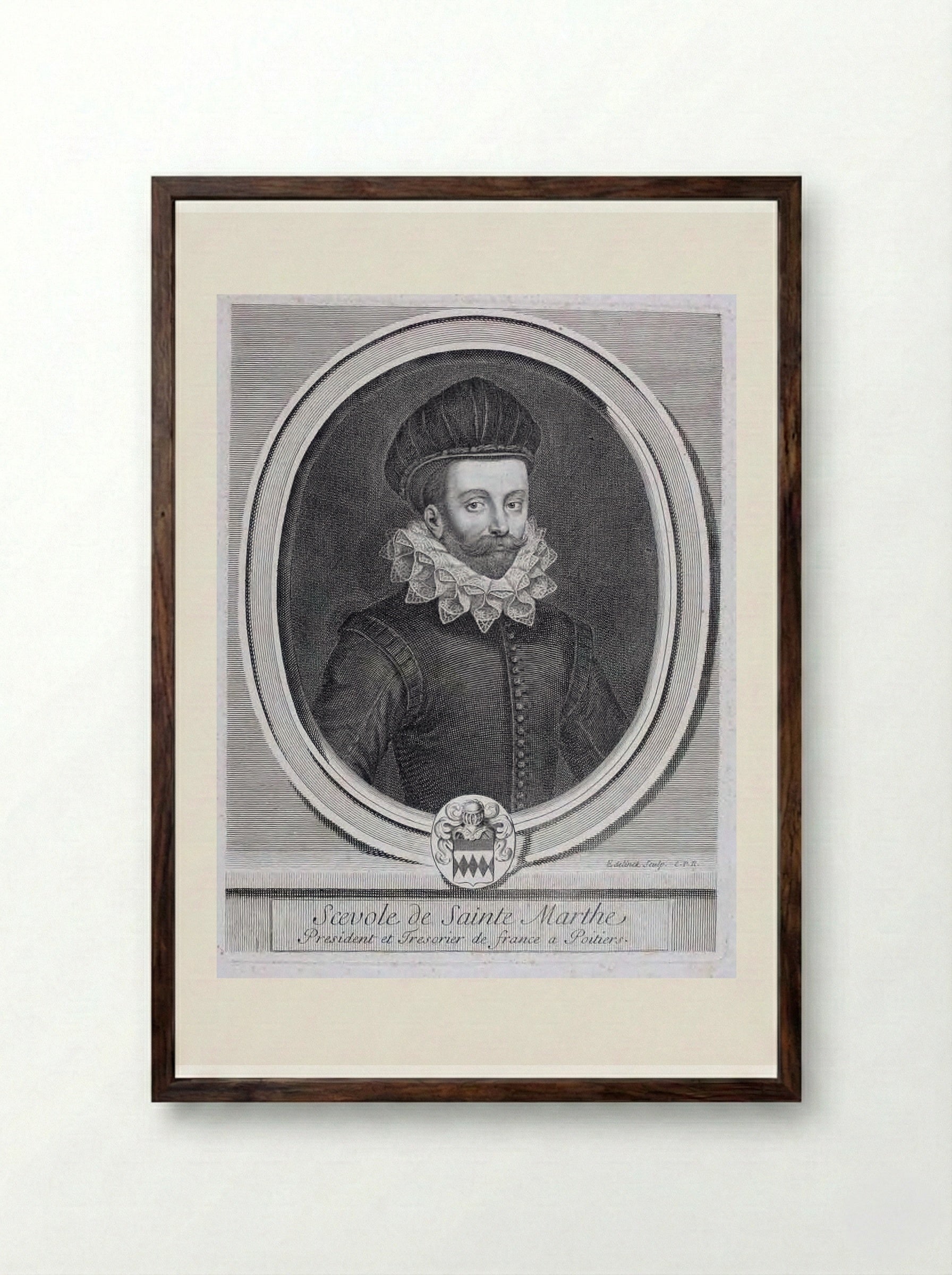 Scévole de Sainte-Marthe - Gérard Edelinck - Framed Print Dark Wood