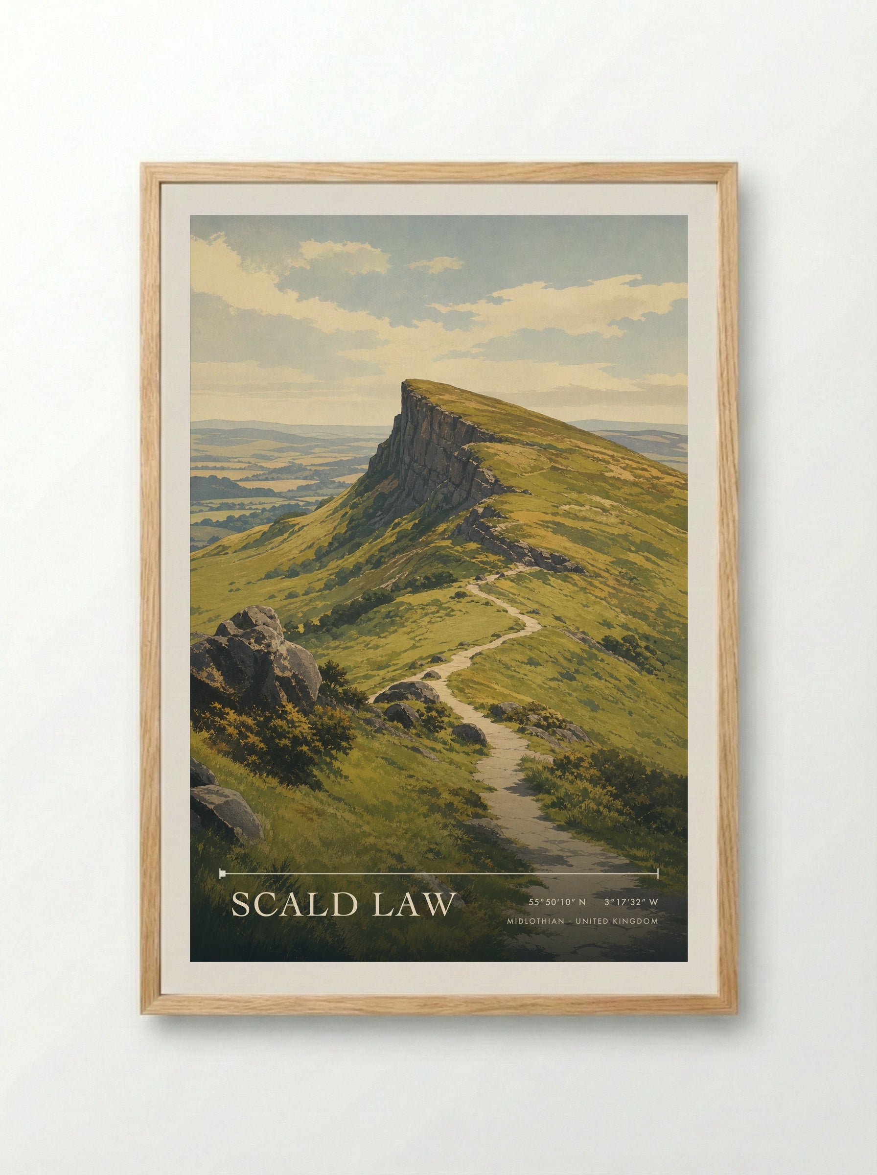 Scald Law Midlothian United Kingdom Travel Poster - Framed Print Wood
