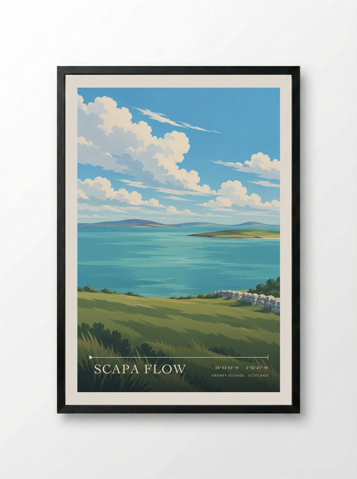 Scapa Flow, Orkney Islands | Travel Poster - Framed Print Black