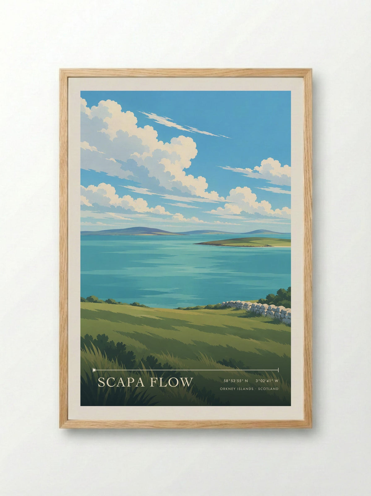Scapa Flow, Orkney Islands | Travel Poster - Framed Print Wood