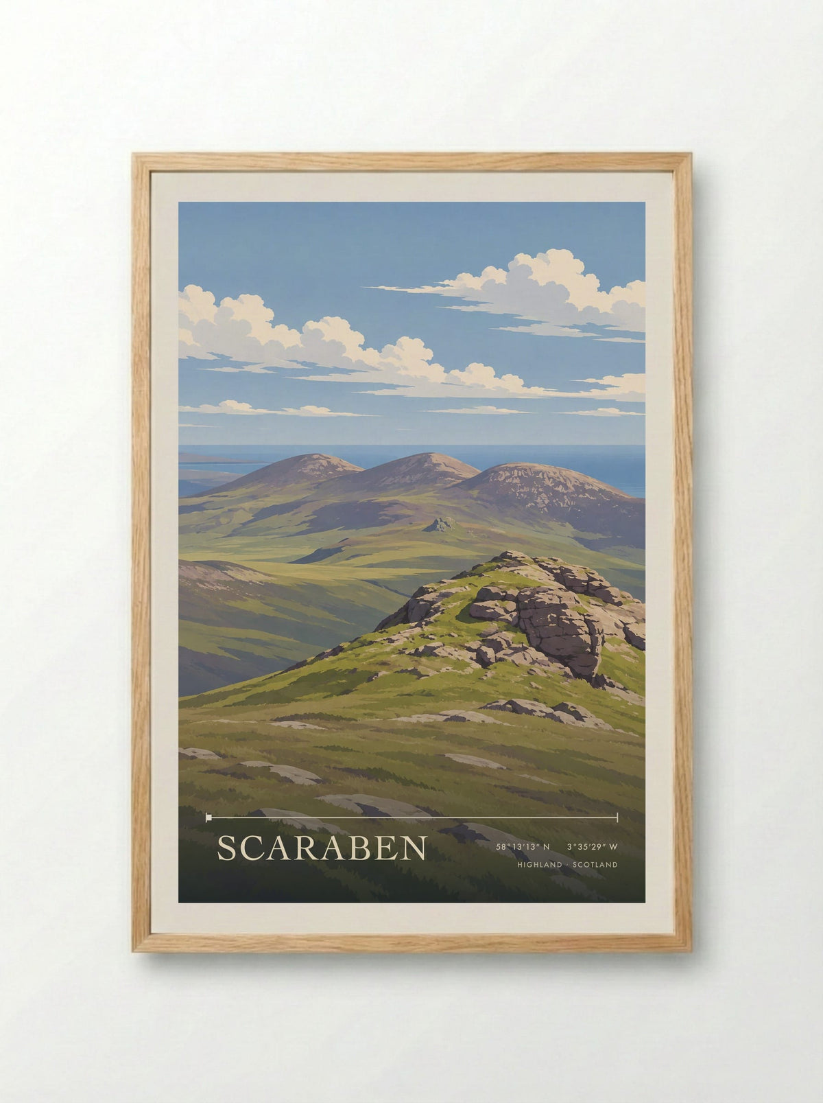 Scaraben, Highland | Travel Poster - Framed Print Wood