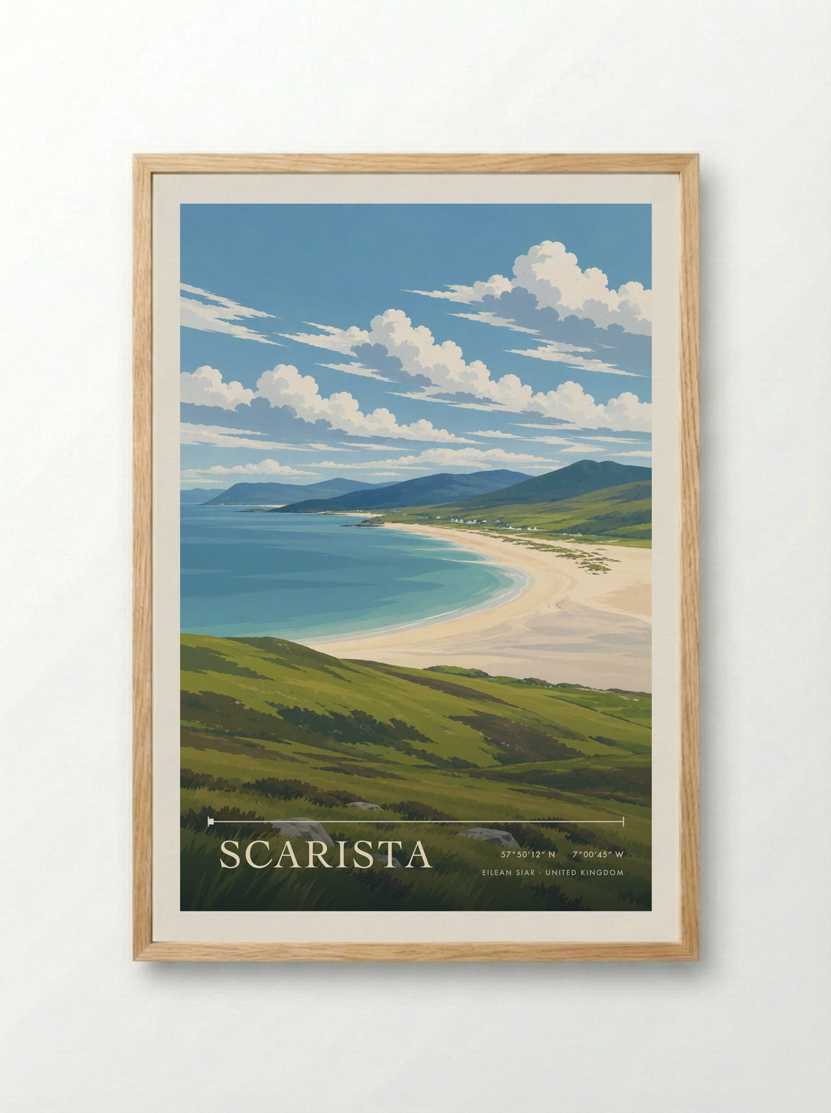 Scarista, Eilean Siar | Travel Poster - Framed Print Wood