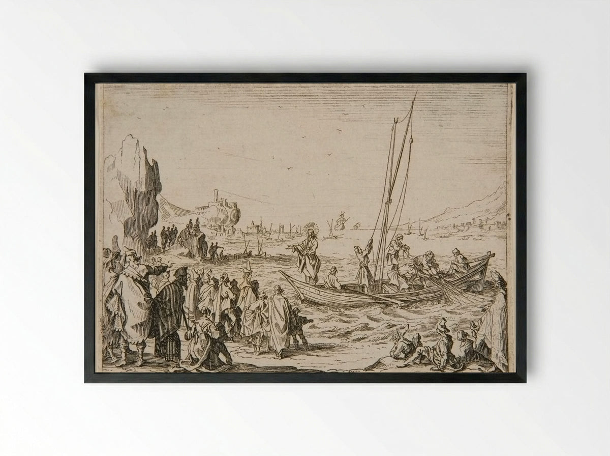 Scene Six (The Miraculous Draught of Fishes) - Johanna Sibylla Kraus - Framed Print Black