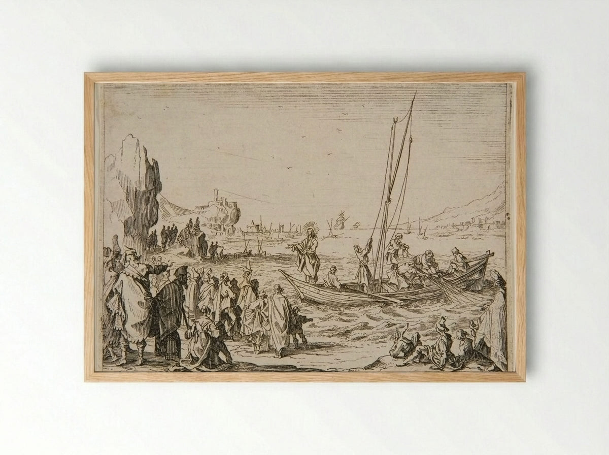 Scene Six (The Miraculous Draught of Fishes) - Johanna Sibylla Kraus - Framed Print Wood