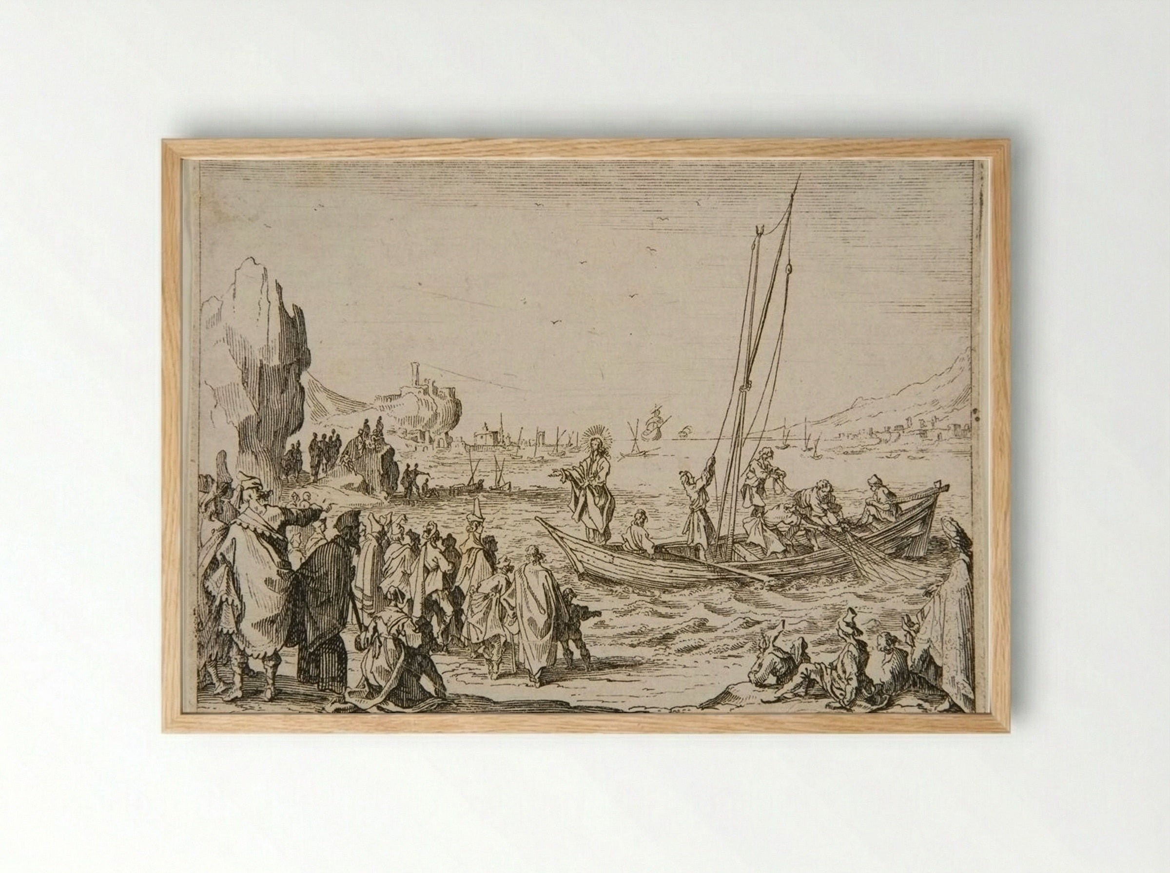 Scene Six (The Miraculous Draught of Fishes) - Johanna Sibylla Kraus - Framed Print Wood
