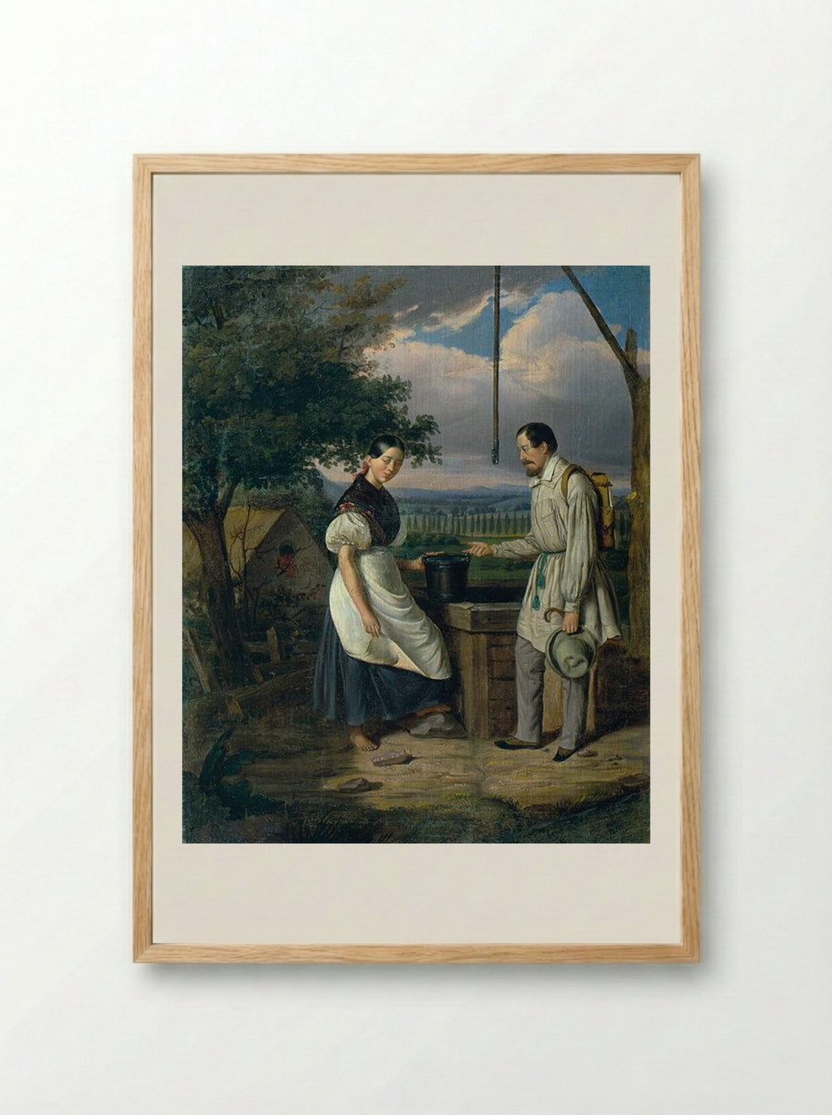 Scene at a Fountain - Constantin Daniel Rosenthal - Framed Print Wood