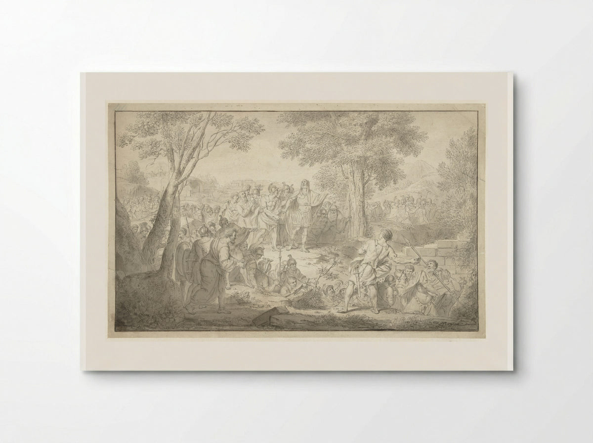 Scene from Ancient History: A Man Throwing a Stone at a Roman Commander - Louis Fabritius Dubourg - Poster