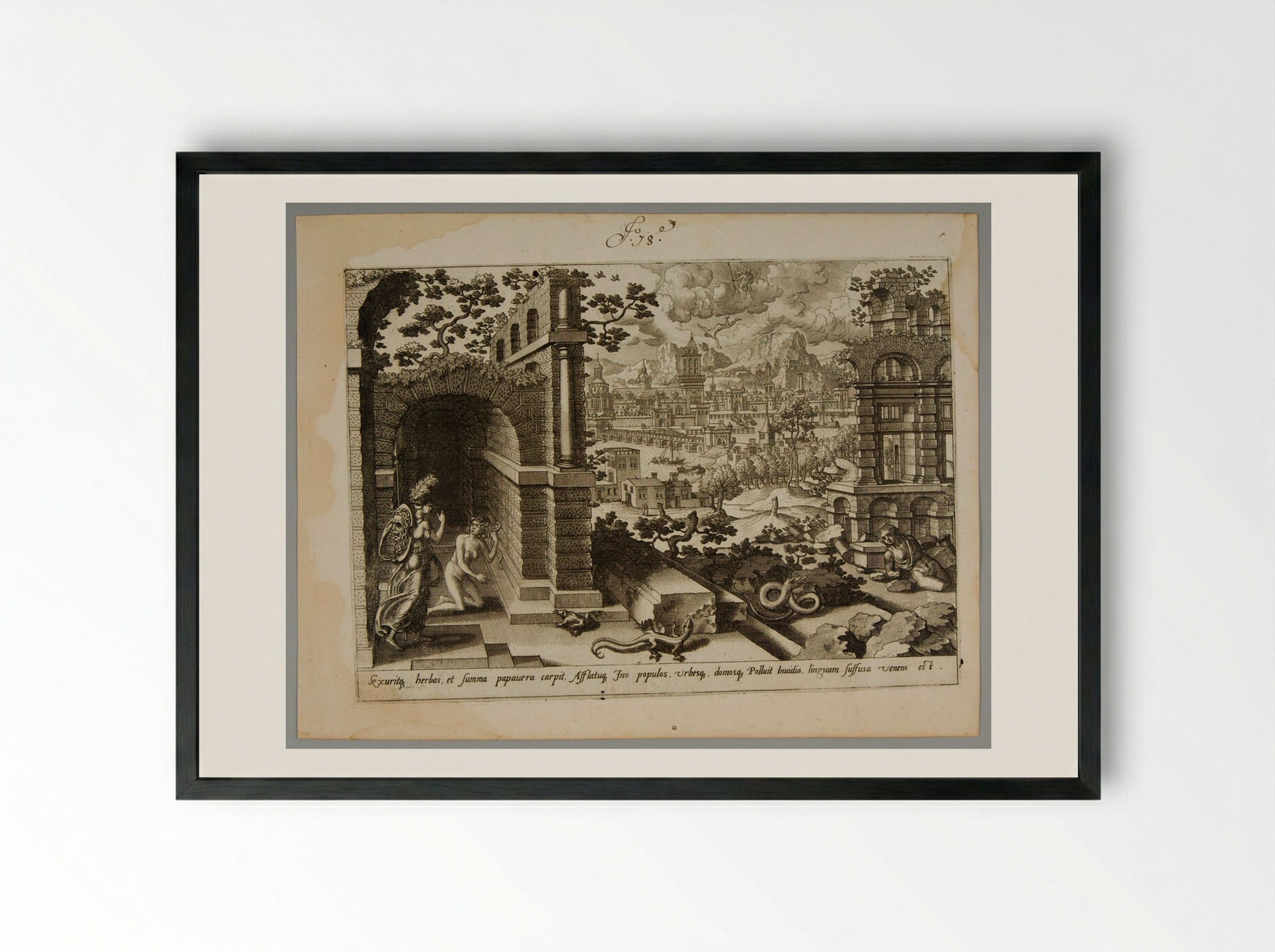 Scene from Ovid's Metamorphoses - Gerard de Jode - Framed Print Black