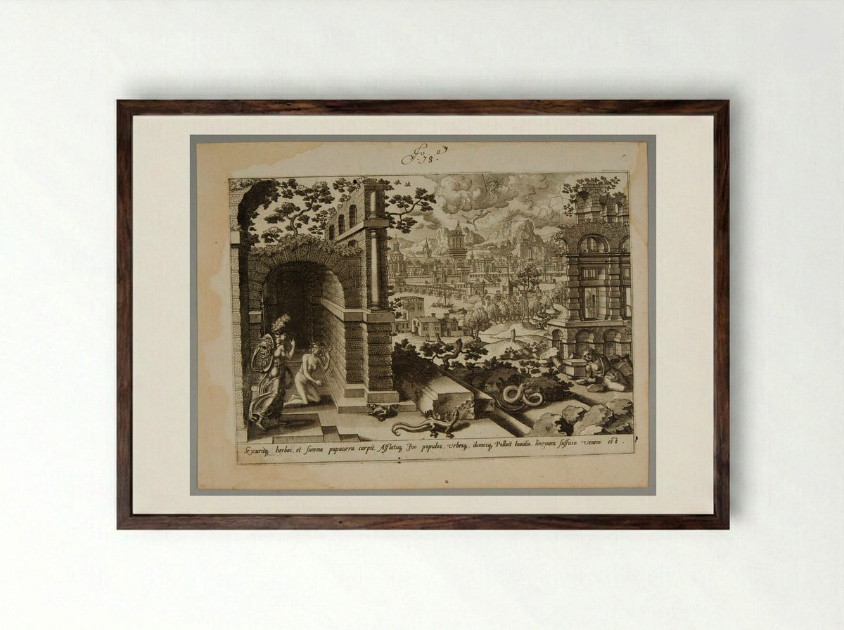 Scene from Ovid's Metamorphoses - Gerard de Jode - Framed Print Dark Wood