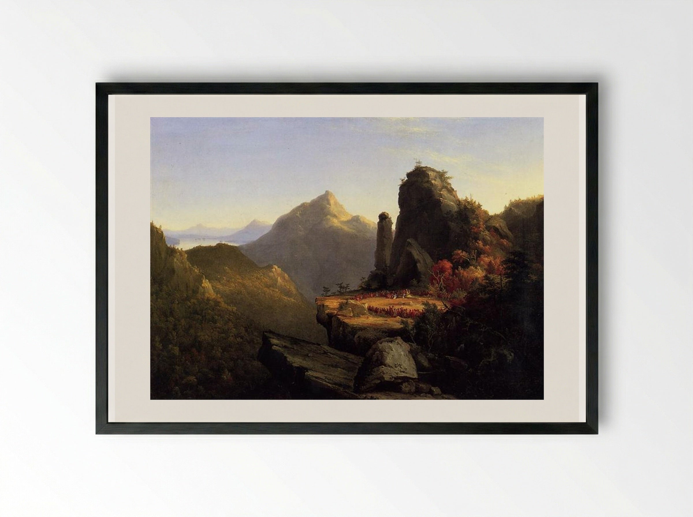 Scene from The Last of the Mohicans: Cora Kneeling at the Feet of Tamenund - Thomas Cole - Framed Print Black