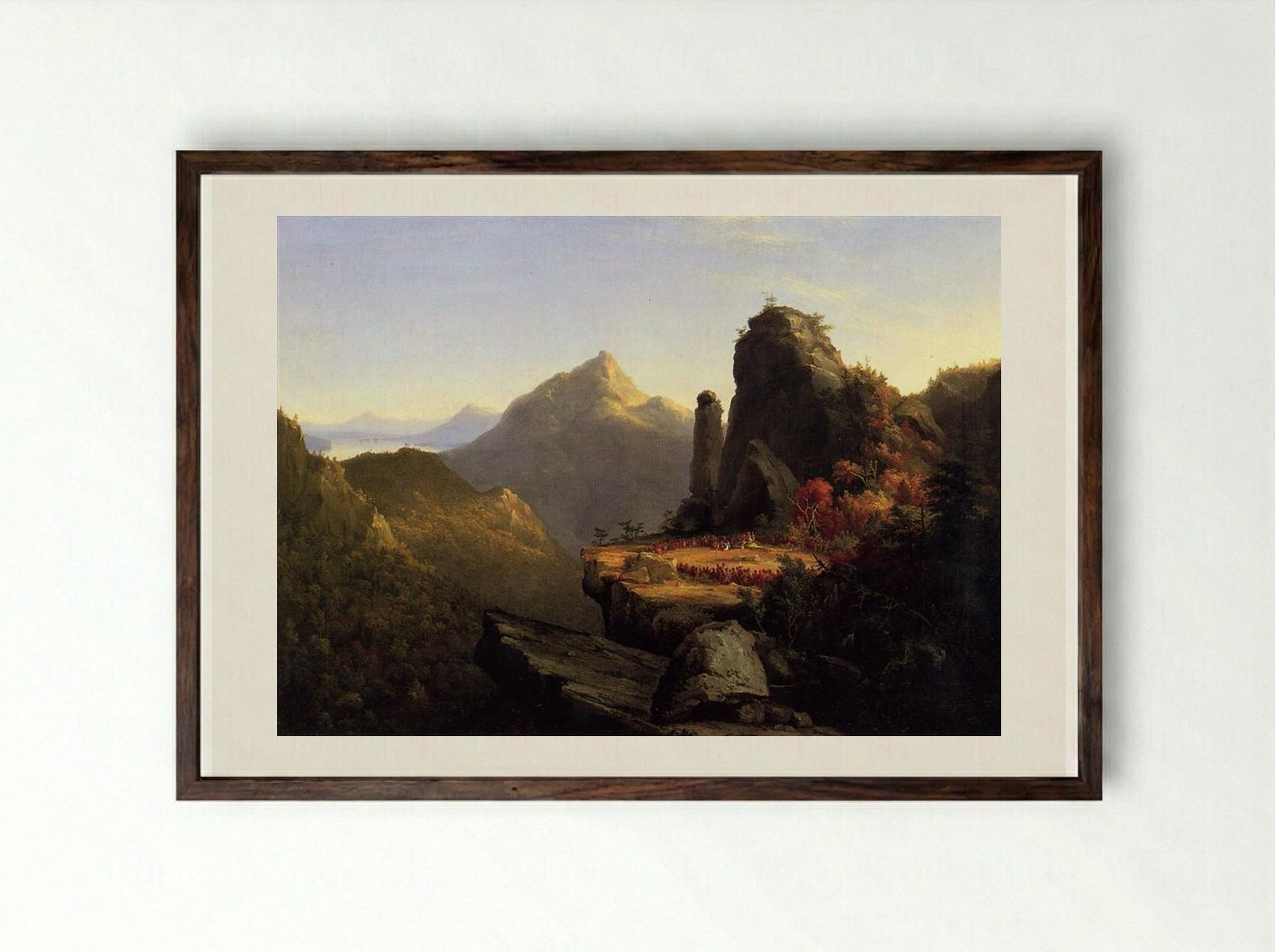 Scene from The Last of the Mohicans: Cora Kneeling at the Feet of Tamenund - Thomas Cole - Framed Print Dark Wood