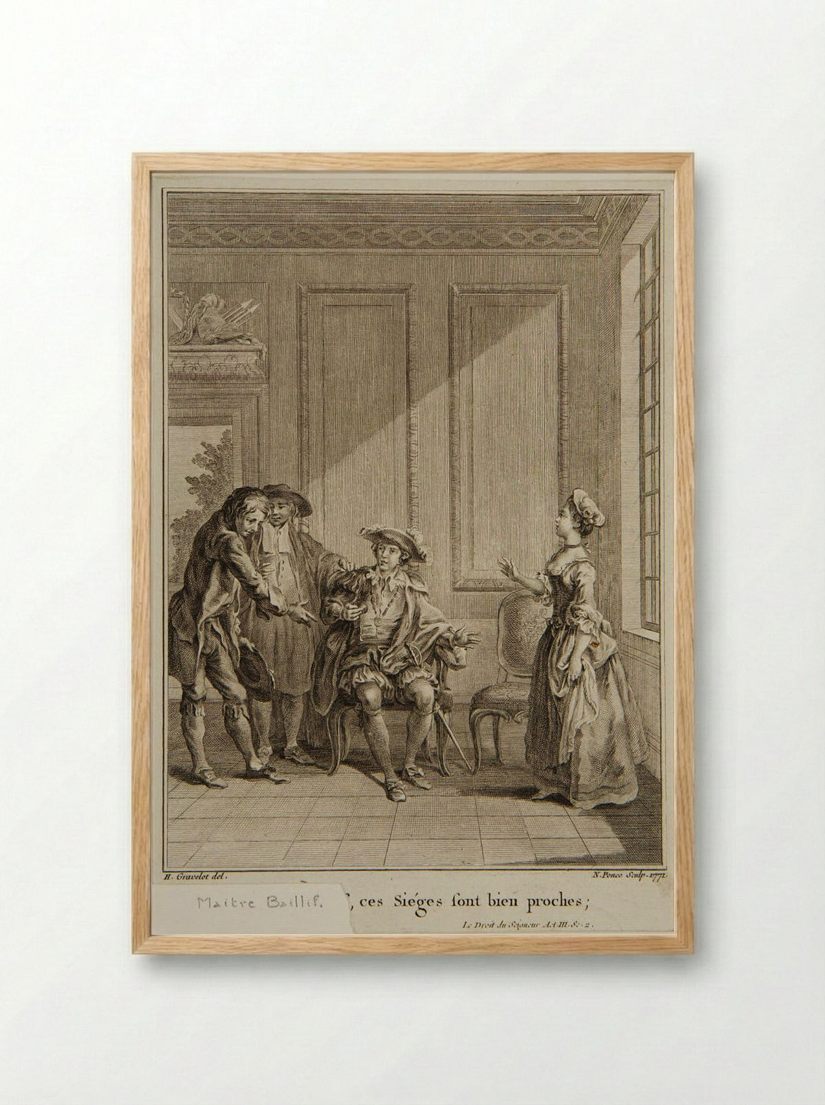 Scene from Voltaire's Le Droit du Seigneur - Nicolas Ponce - Framed Print Wood