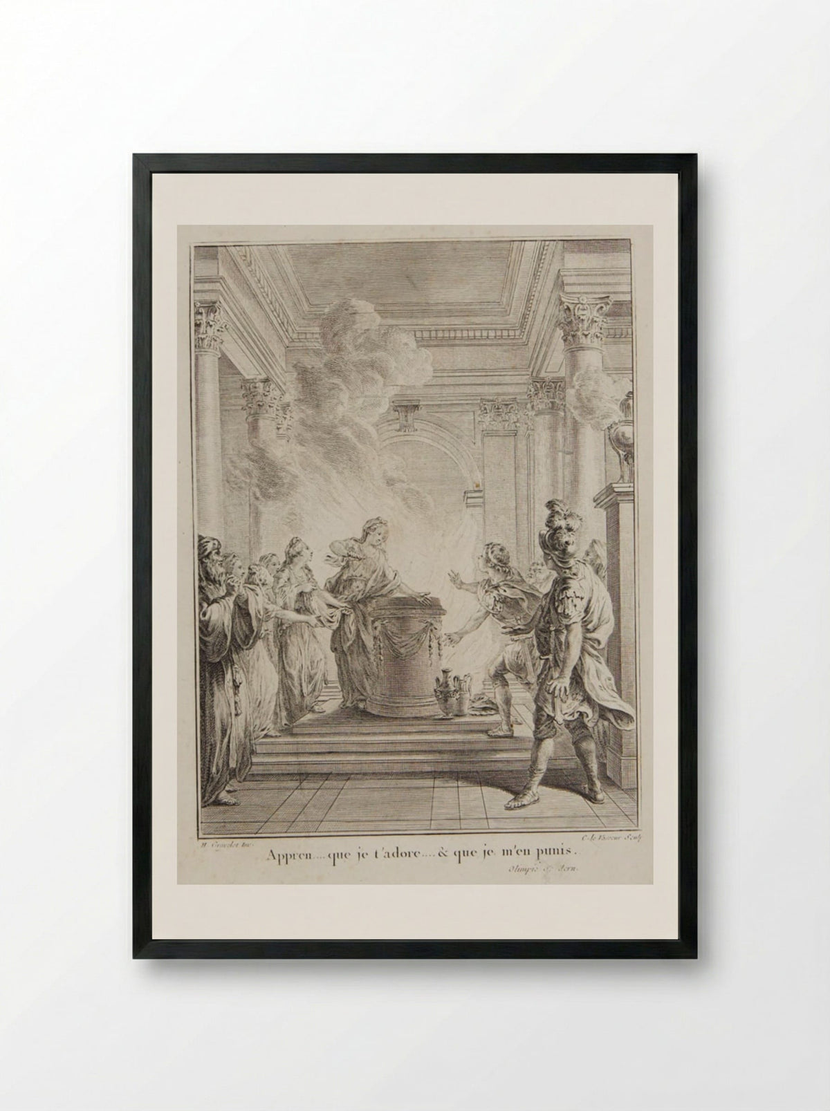 Scene from Voltaire's Olimpie - Jean Charles Levasseur - Framed Print Black