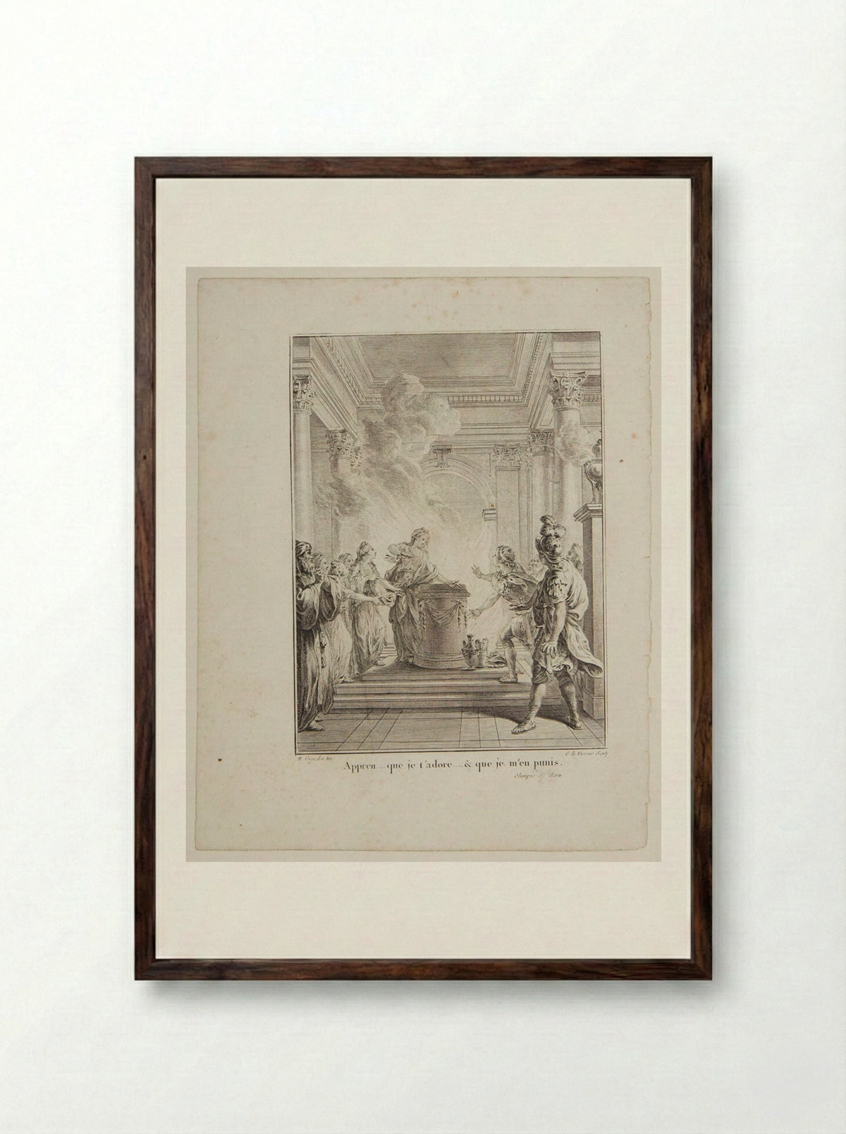 Scene from Voltaire's Olimpie - Jean Charles Levasseur - Framed Print Dark Wood