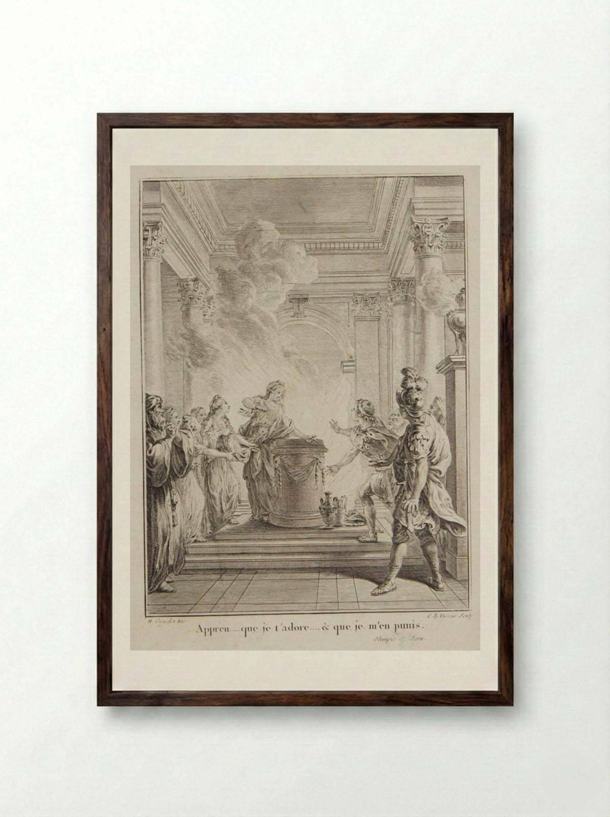 Scene from Voltaire's Olimpie - Jean Charles Levasseur - Framed Print Dark Wood