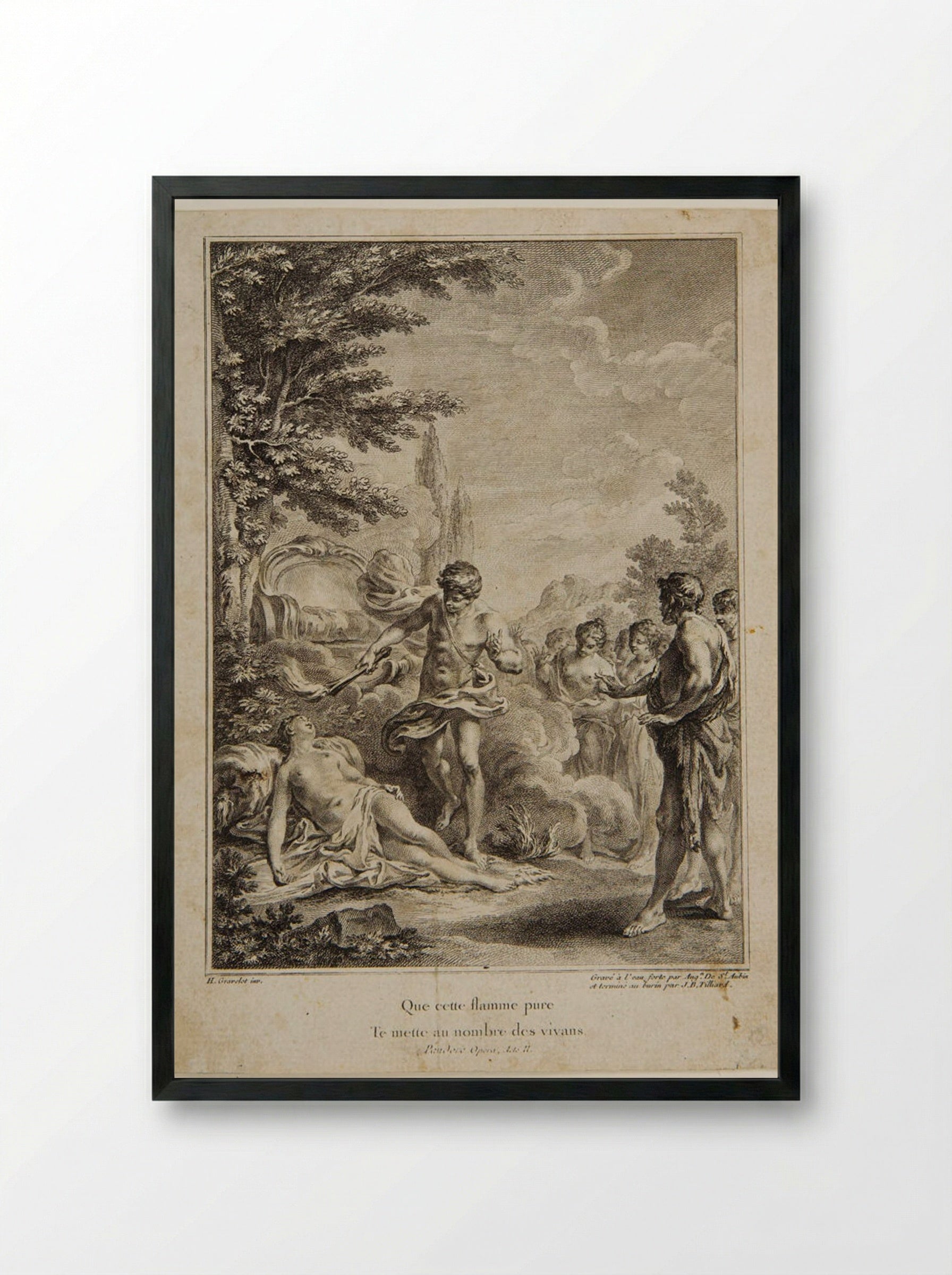 Scene from Voltaire's Pandore - Jean Baptiste Tilliard - Framed Print Black