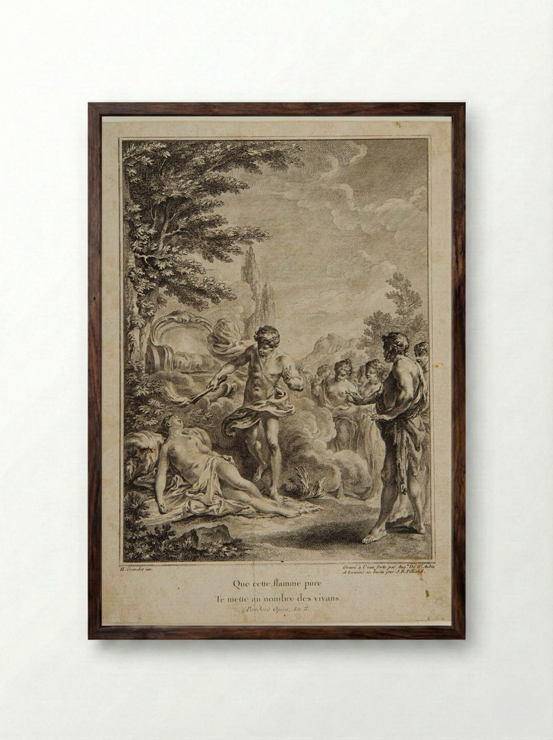 Scene from Voltaire's Pandore - Jean Baptiste Tilliard - Framed Print Dark Wood