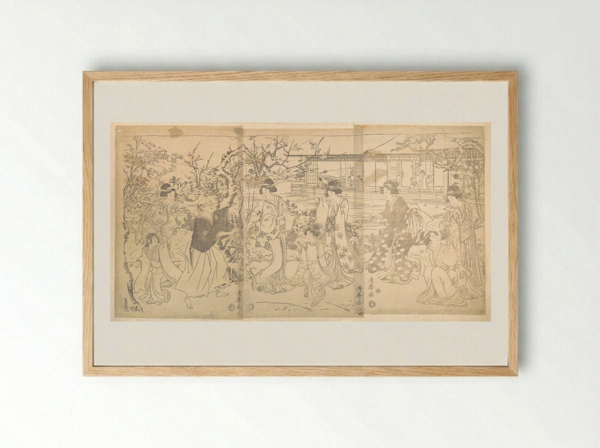 Scene from the Chushingura (Vendetta of the 47 Loyal Retainers) - Torii Kiyomine - Framed Print Wood