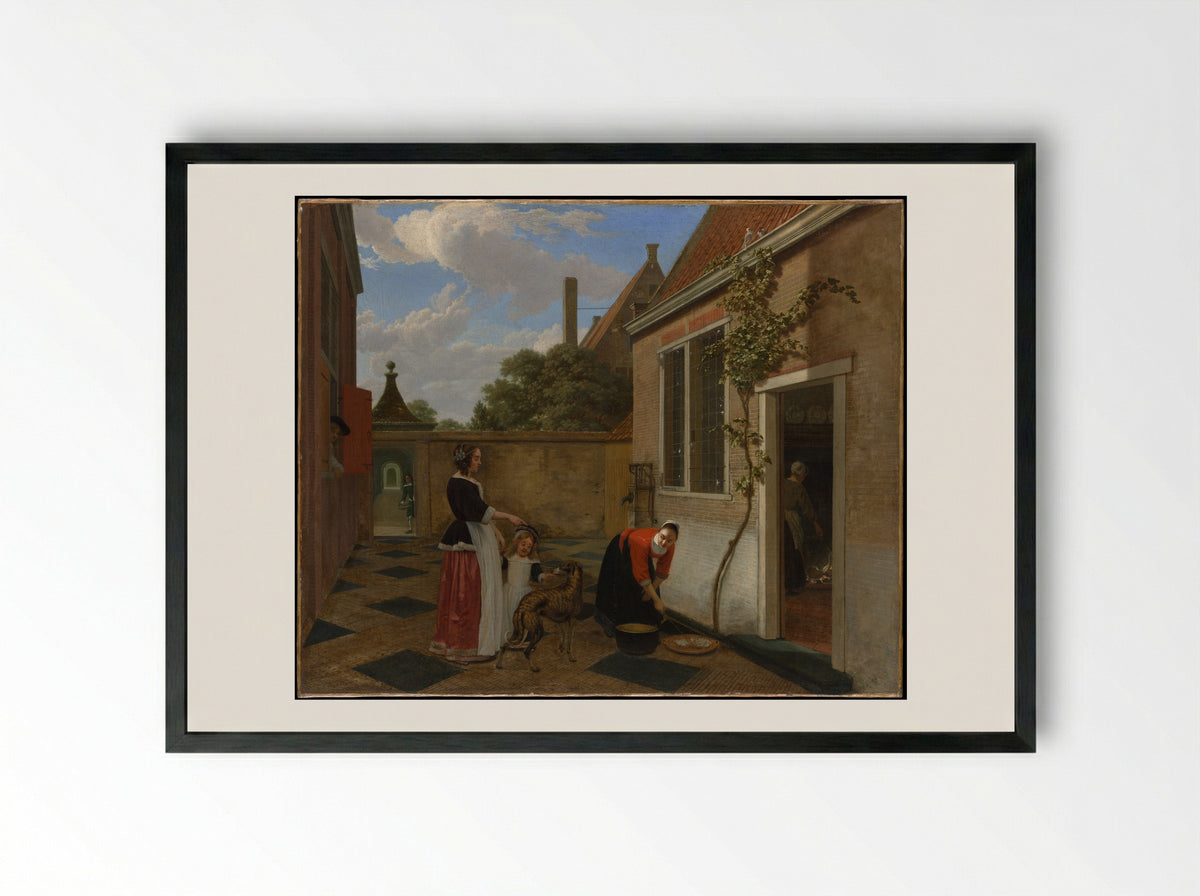 Scene in a Courtyard - Ludolf de Jongh - Framed Print Black