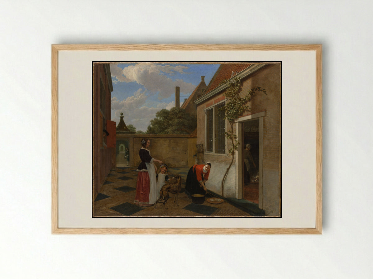 Scene in a Courtyard - Ludolf de Jongh - Framed Print Wood