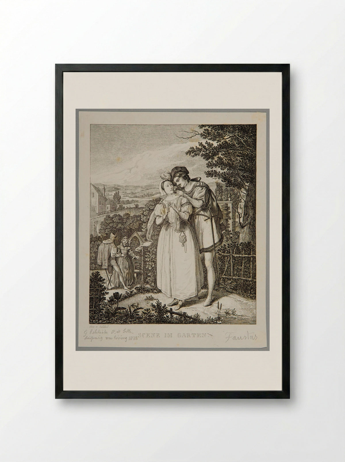 Scene in the Garden (Faust) - Adolf Hohneck - Framed Print Black