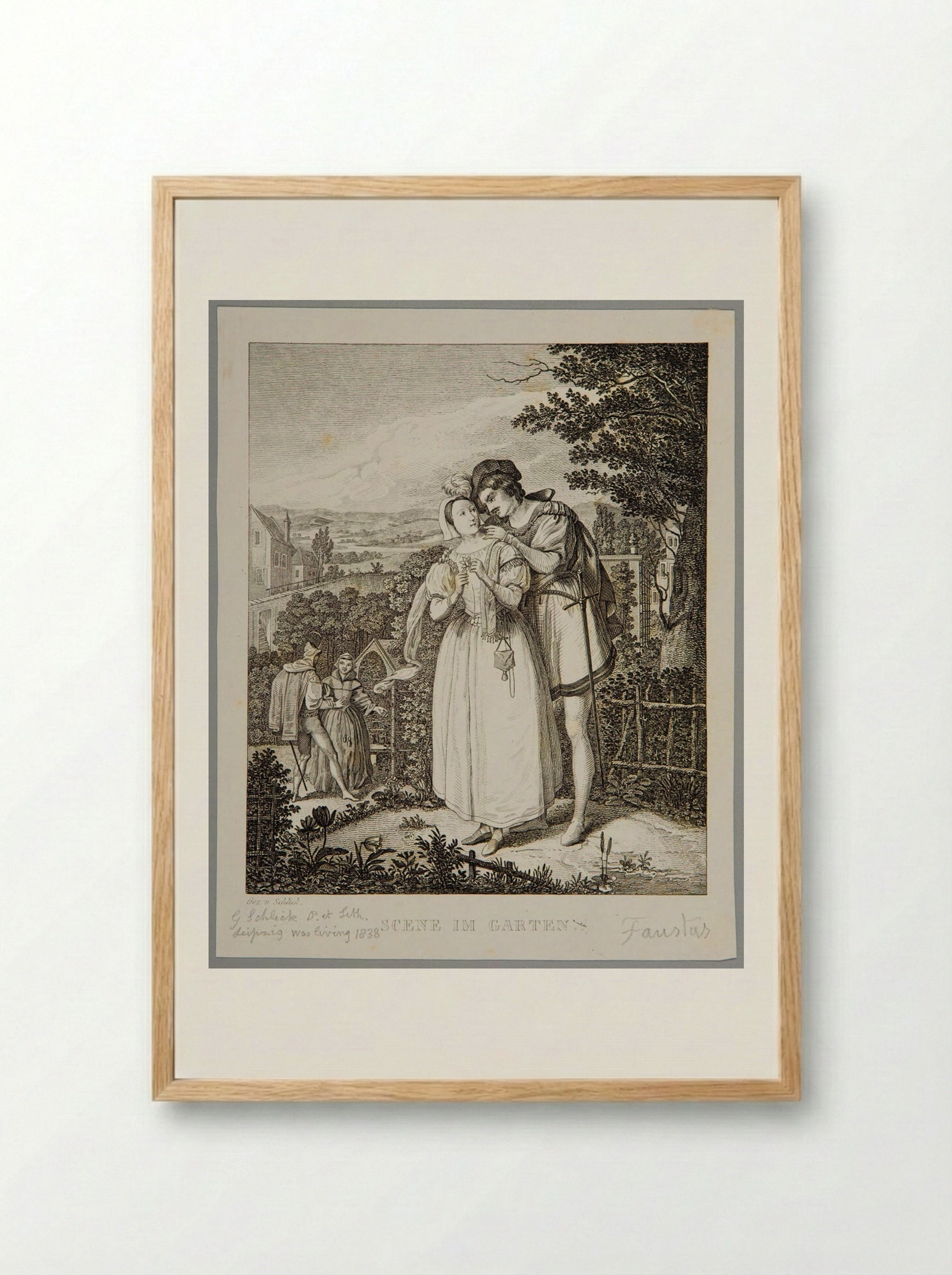 Scene in the Garden (Faust) - Adolf Hohneck - Framed Print Wood