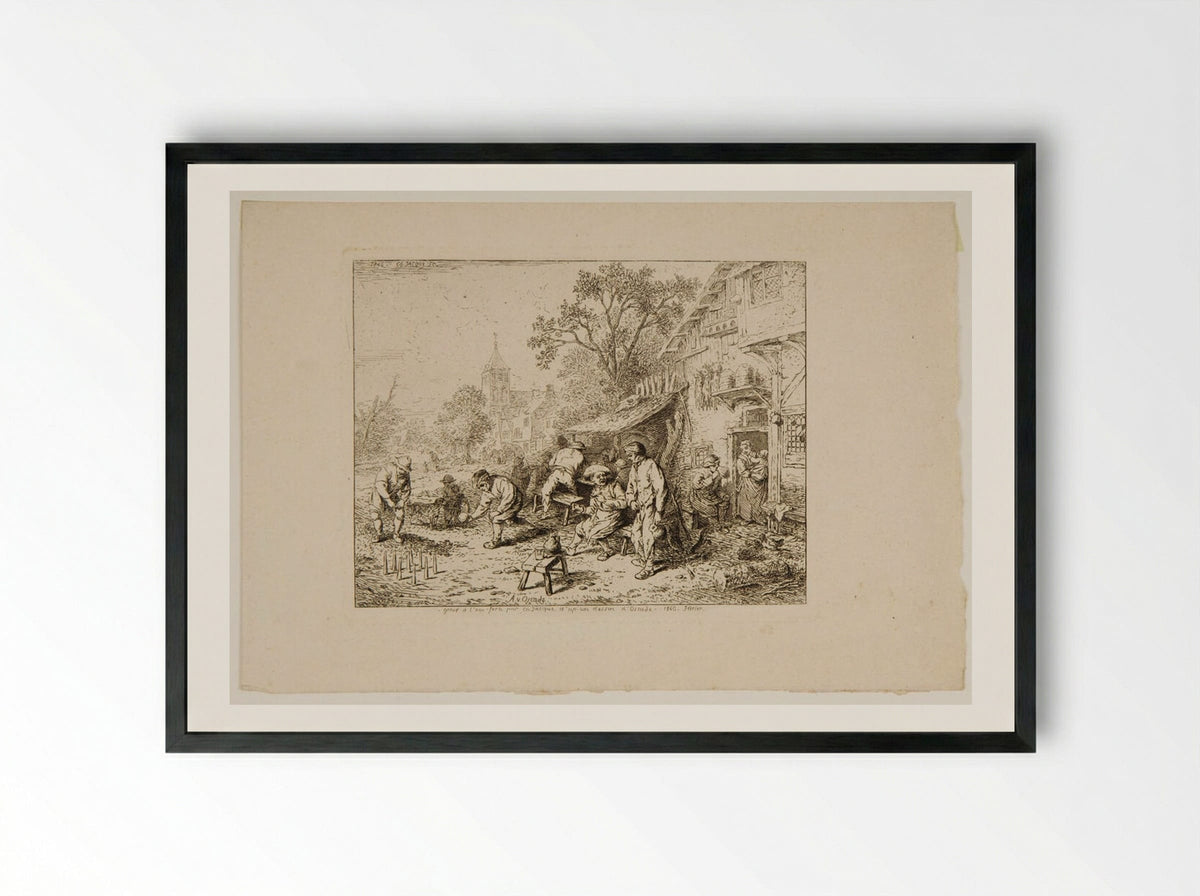 Scene of Drinkers - Charles-Émile Jacque - Framed Print Black