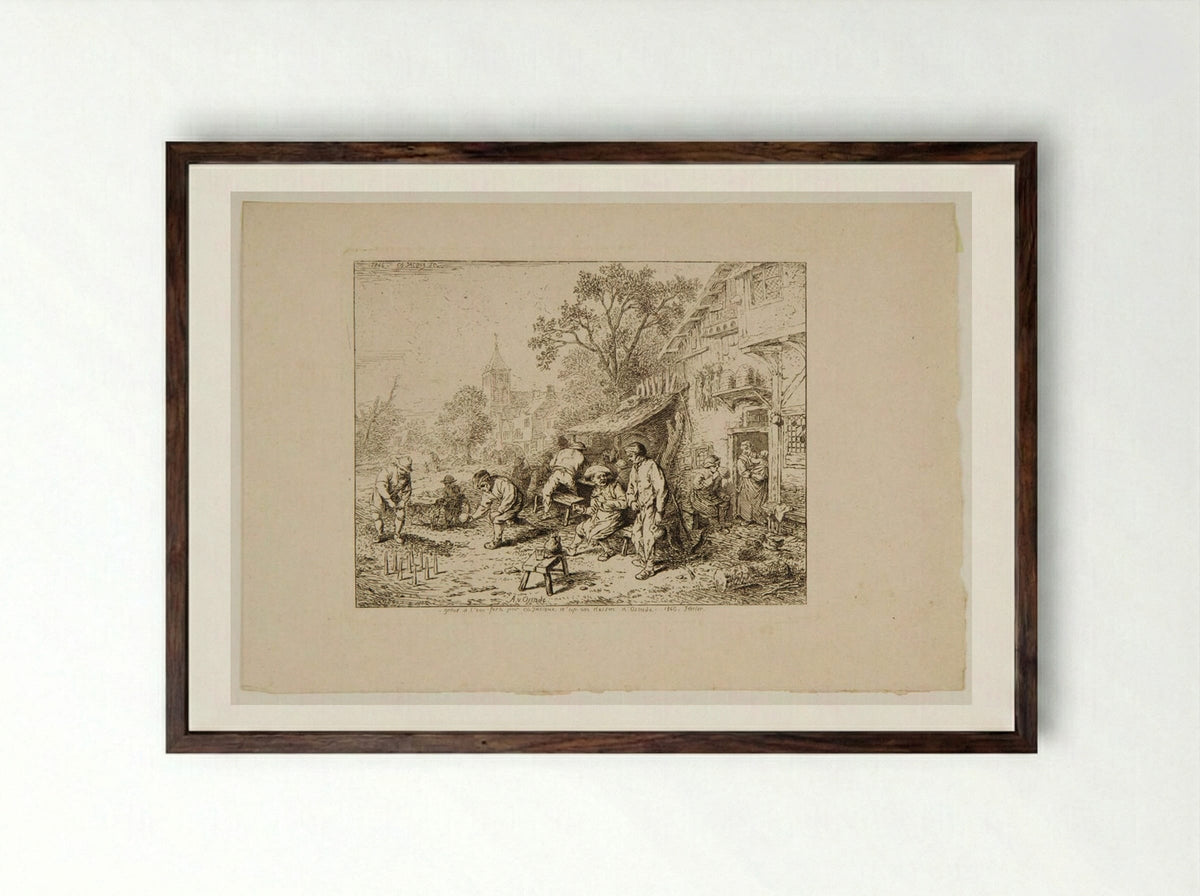 Scene of Drinkers - Charles-Émile Jacque - Framed Print Dark Wood