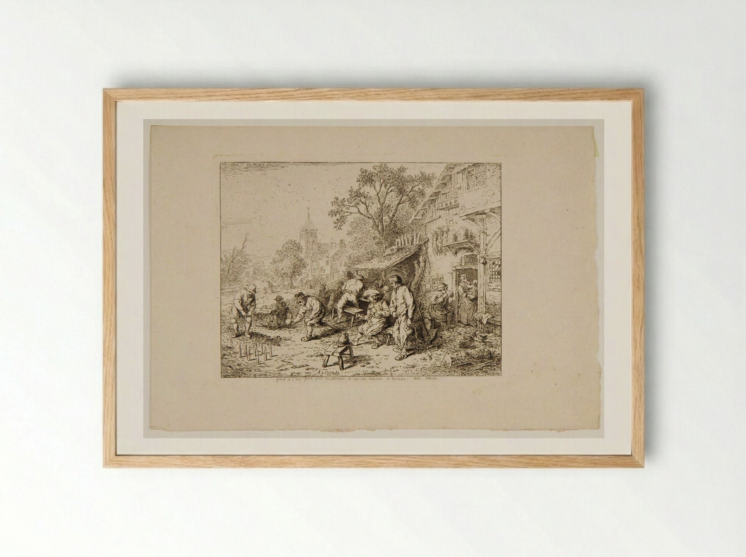 Scene of Drinkers - Charles-Émile Jacque - Framed Print Wood