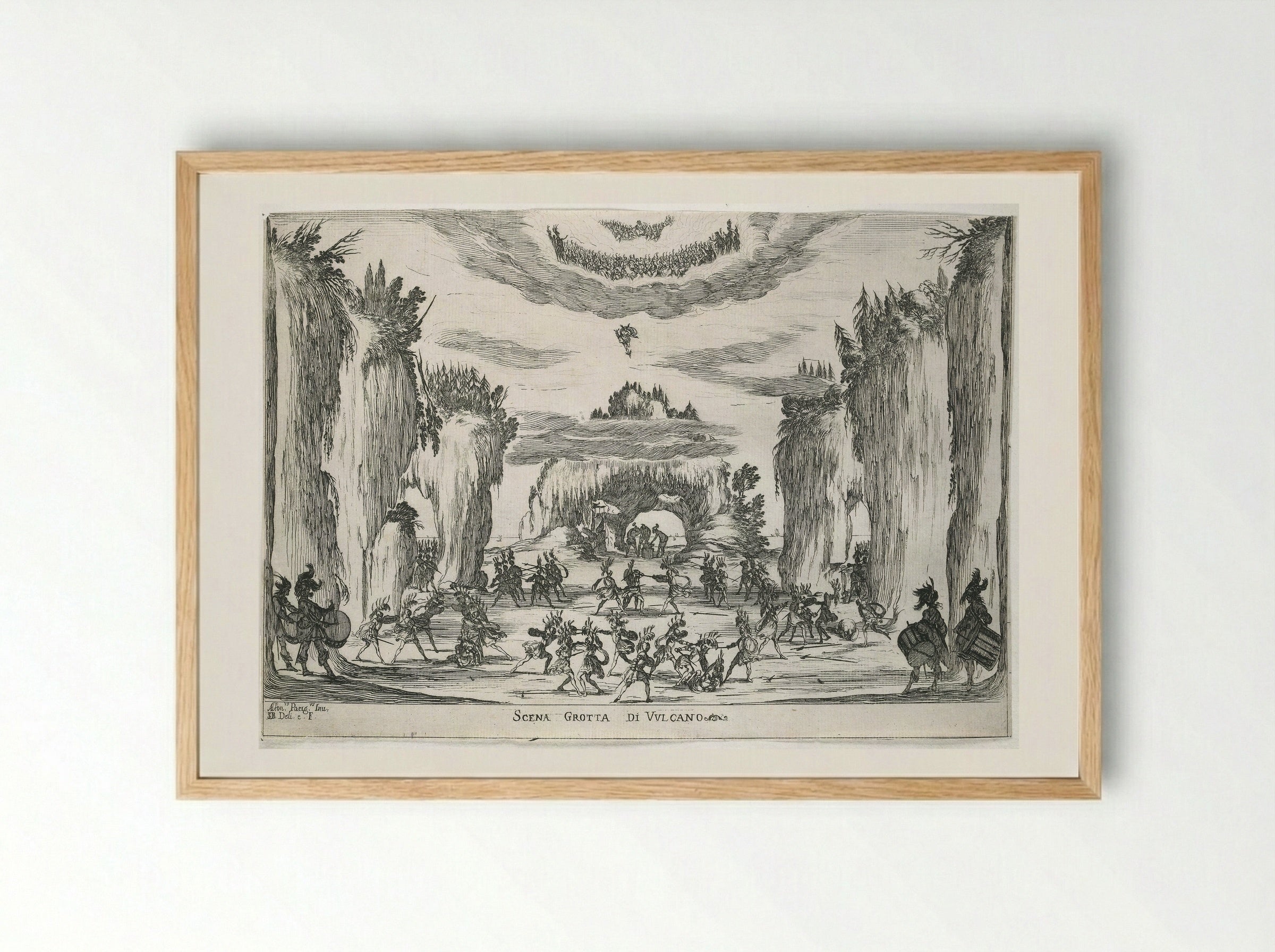 Scene of Vulcan's Cave - Stefano Della Bella - Framed Print Wood