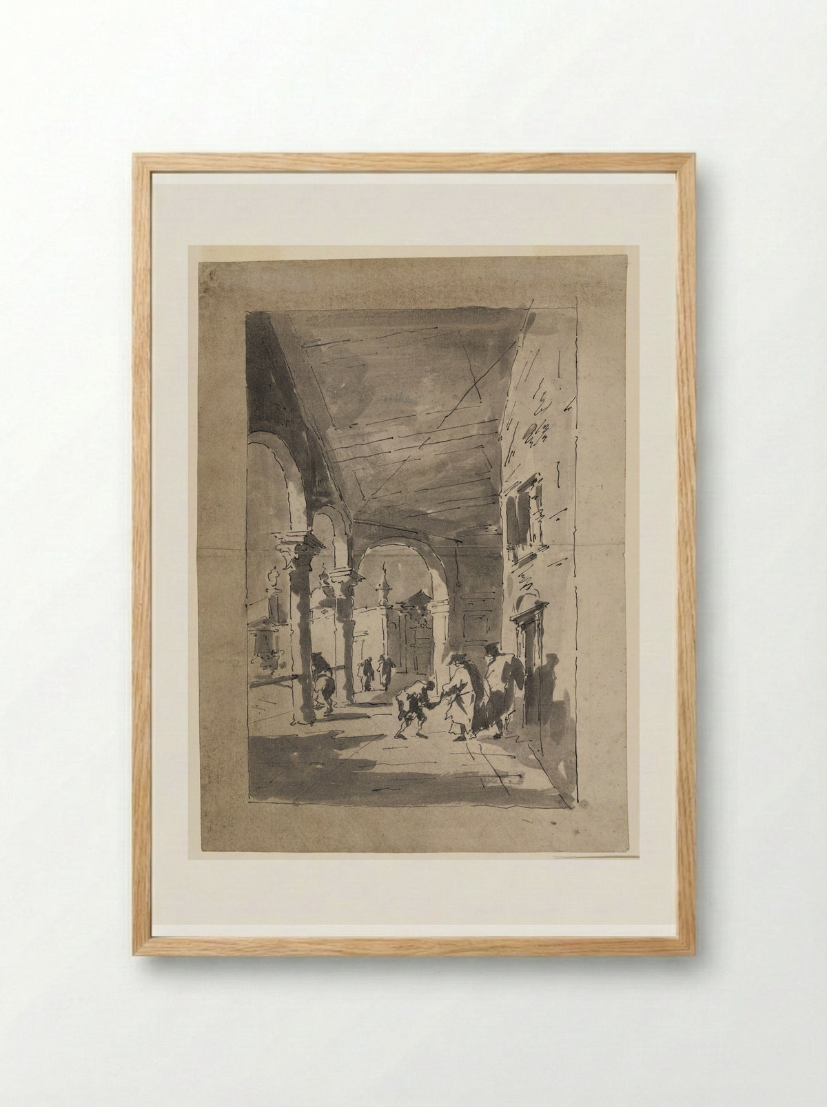 Scene under an Arcade - Francesco Guardi - Framed Print Wood