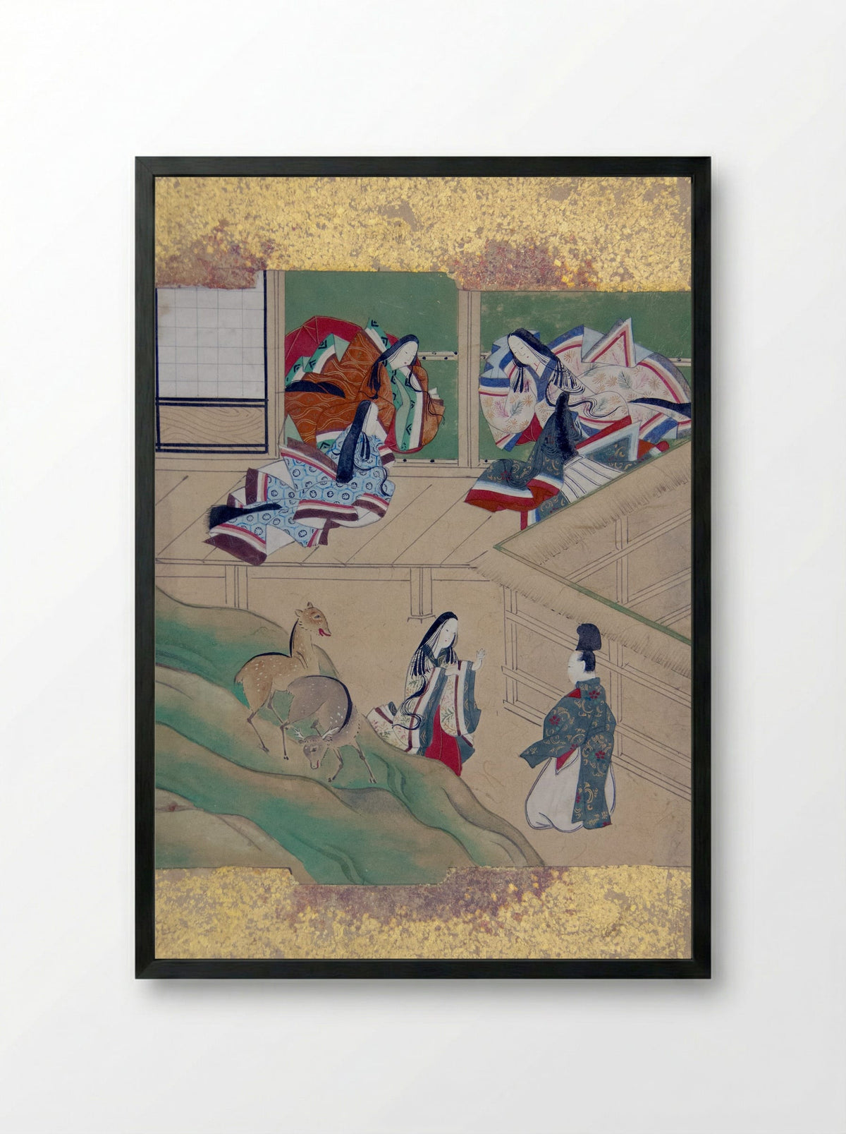 Scenes from Tales of Ise (Ise monogatari) - Tosa School - Framed Print Black
