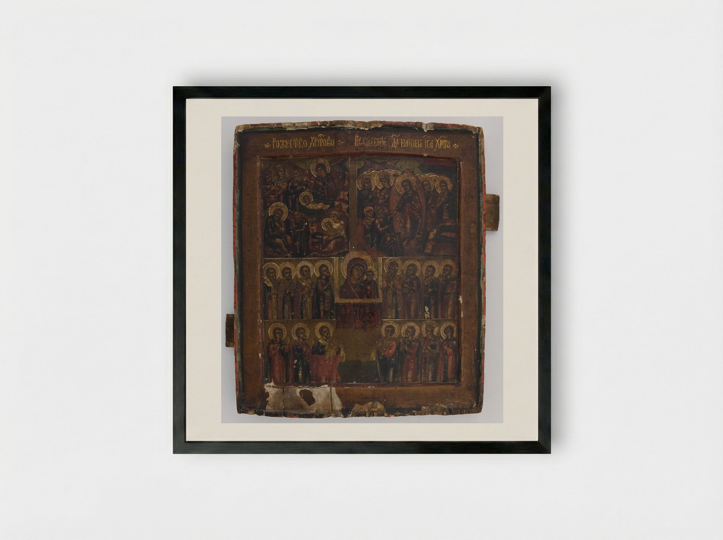 Scenes from the Birth of Christ and the Resurrection of Christ - Fine Art Print - Framed Print Black