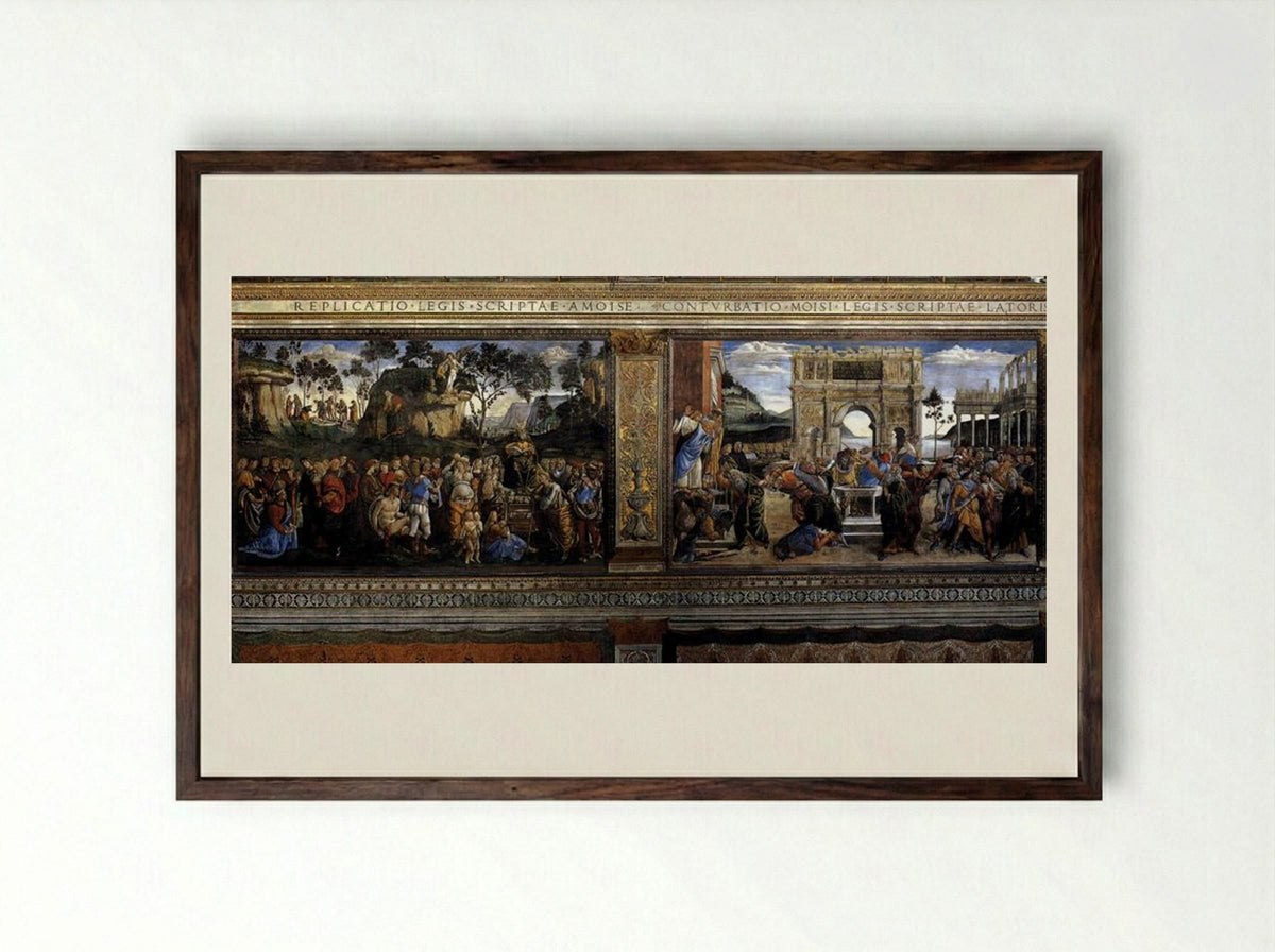 Scenes from the Life of Moses - Sandro Botticelli - Framed Print Dark Wood