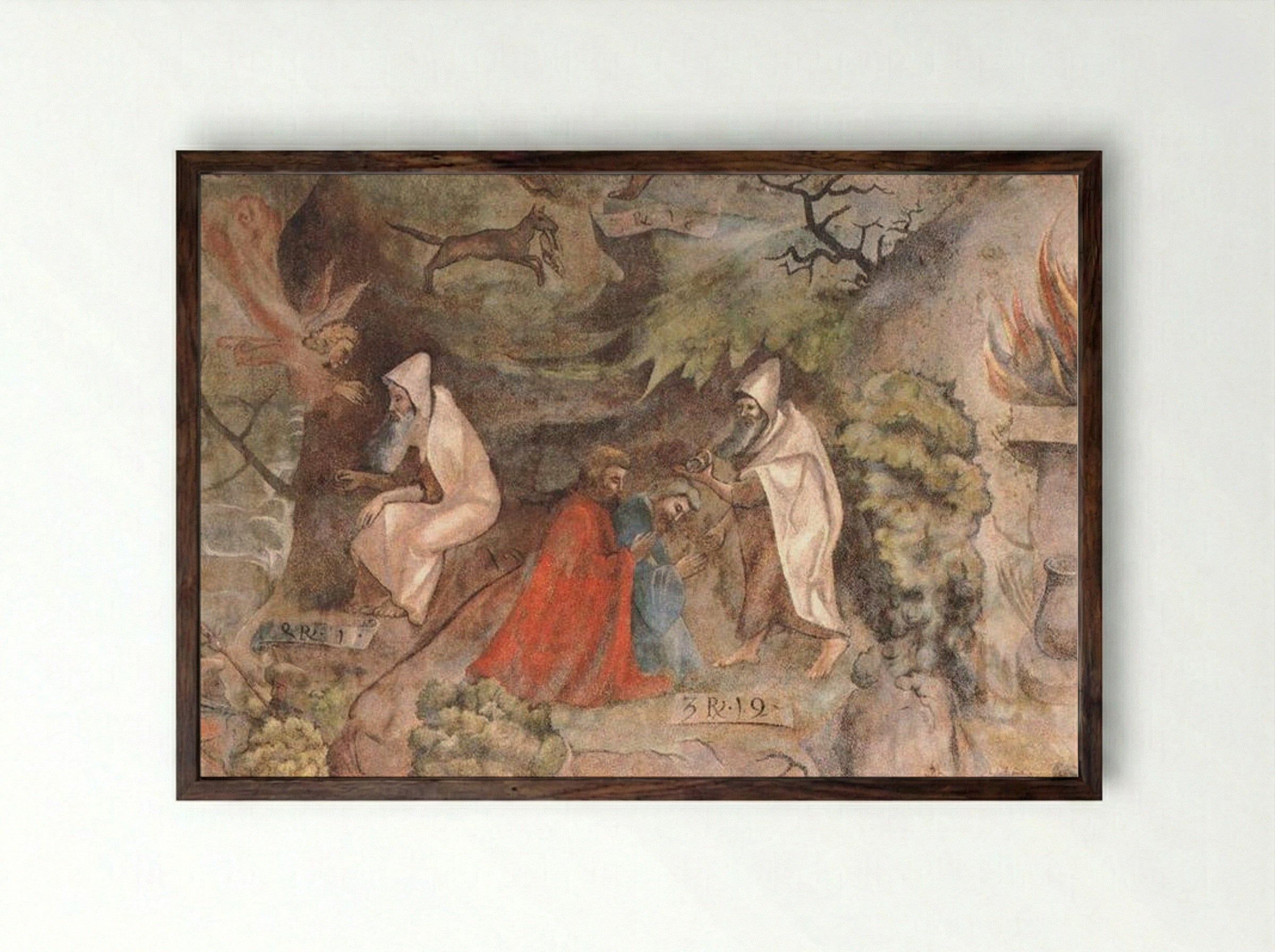 Scenes from the Life of Prophet Elijah - Jerg Ratgeb - Framed Print Dark Wood