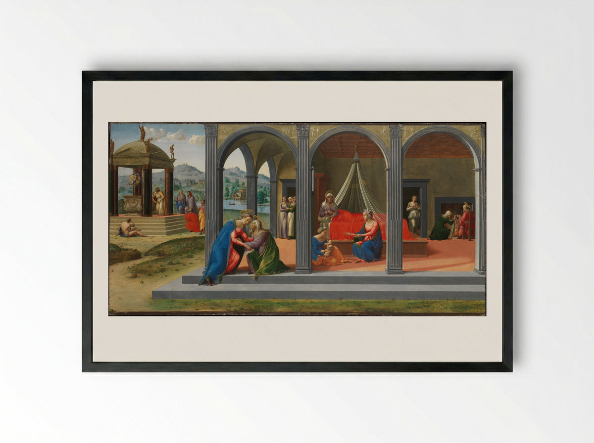 Scenes from the Life of Saint John the Baptist - Francesco Granacci - Framed Print Black