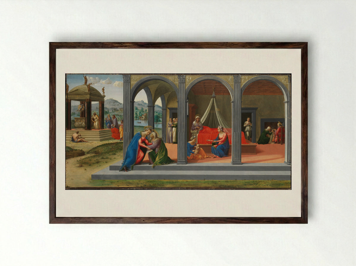 Scenes from the Life of Saint John the Baptist - Francesco Granacci - Framed Print Dark Wood